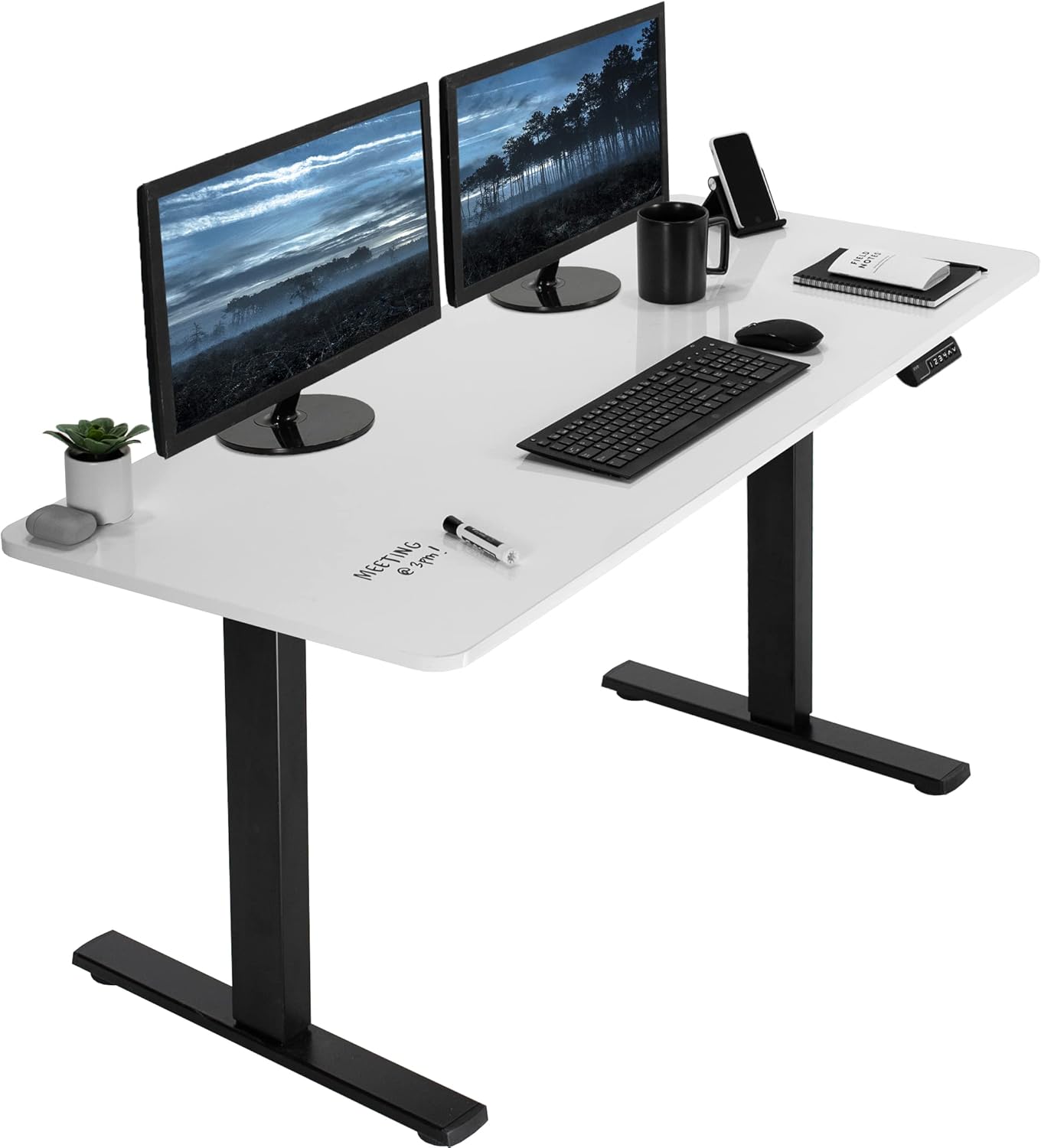 VIVO Electric Dry Erase 60 x 24 inch Standing Desk Workstation, Memory Controlle...