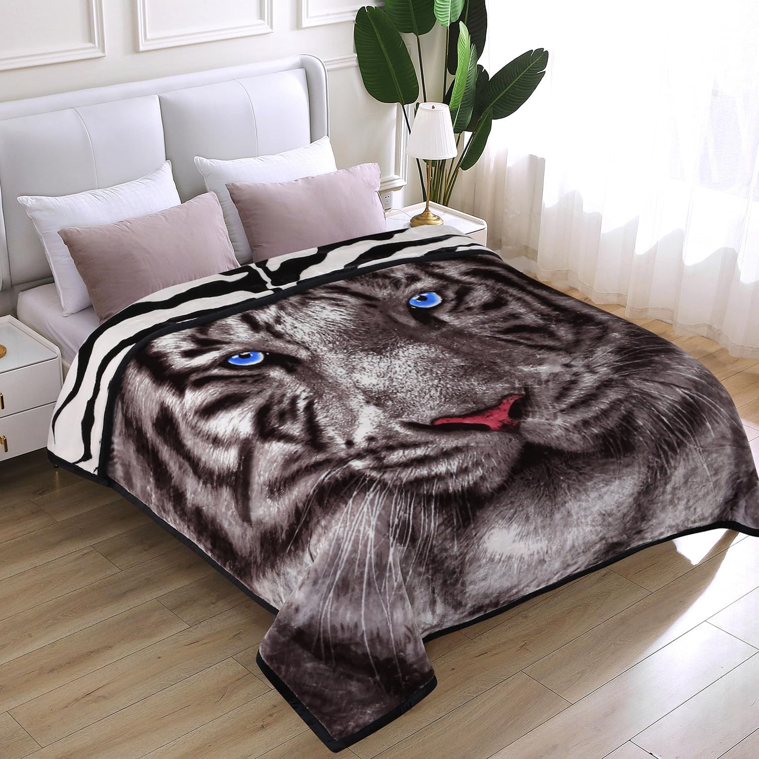 JYK Tiger Blanket Korean Mink Blanket Blanket King Size 5.7 LB, 2 Ply Reversible...