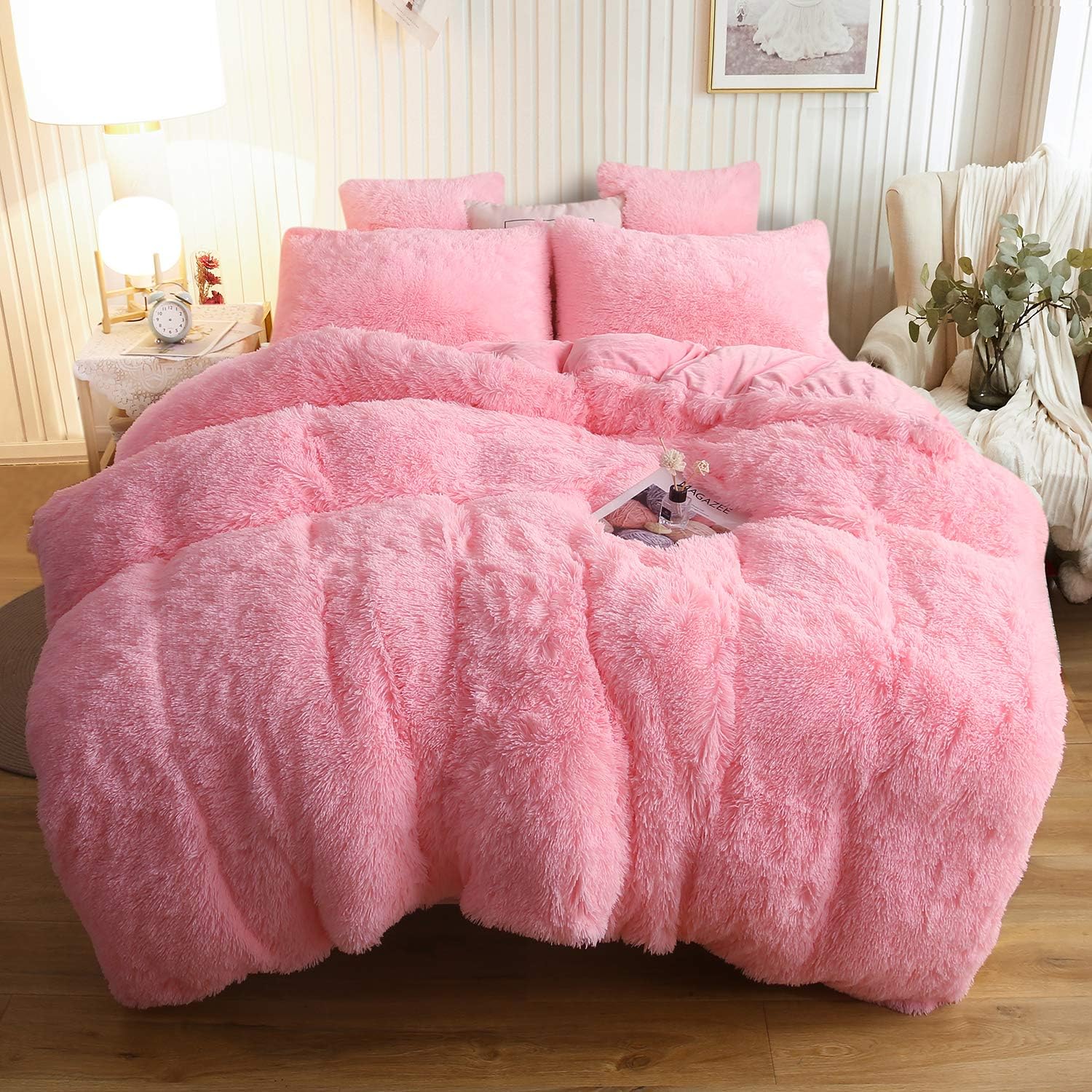 XeGe Plush Shaggy Duvet Cover Set, Luxury Ultra Soft Crystal Velvet Fluffy Beddi...