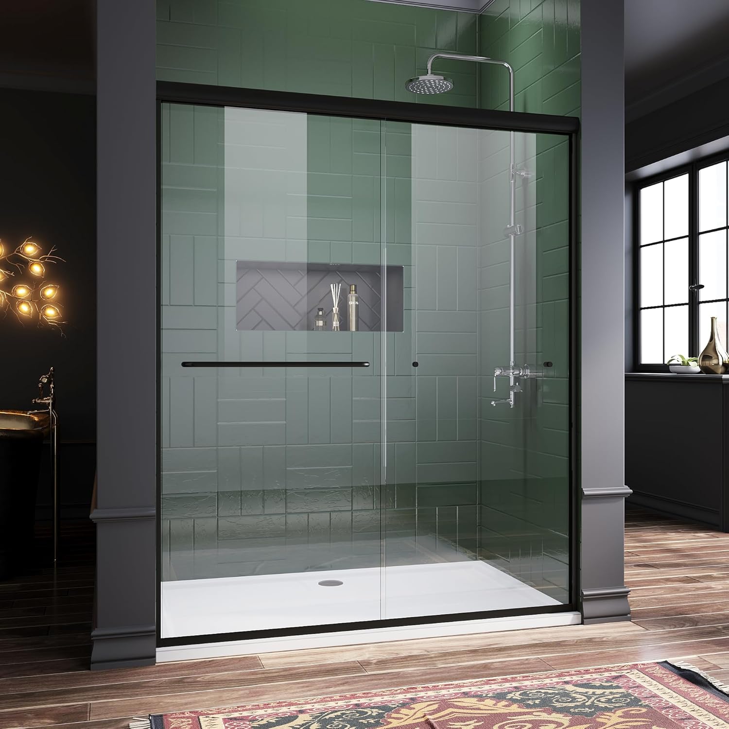 ELEGANT Semi-Frameless Sliding Shower Door 60 in. W x 72 in. H, Bathroom Sliding...