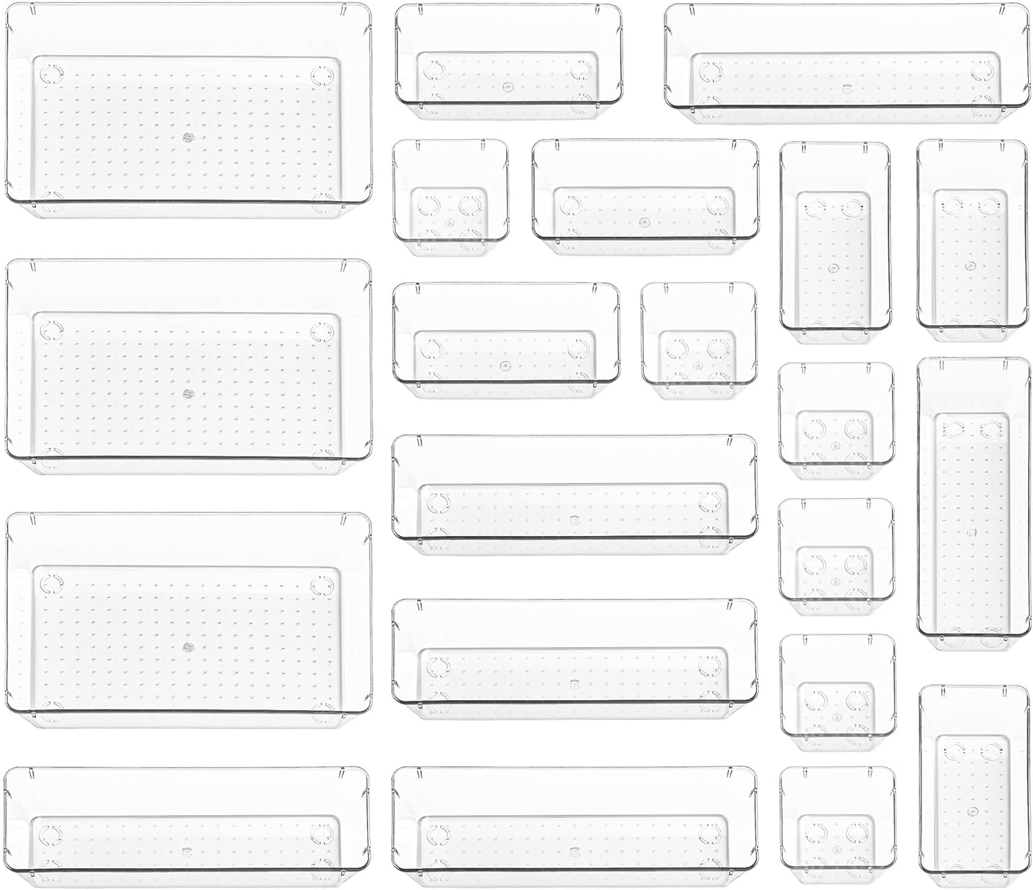 Stackzy Drawer Organiser Set – Makeup Organiser Tray for Drawers – Clear Cosmeti...