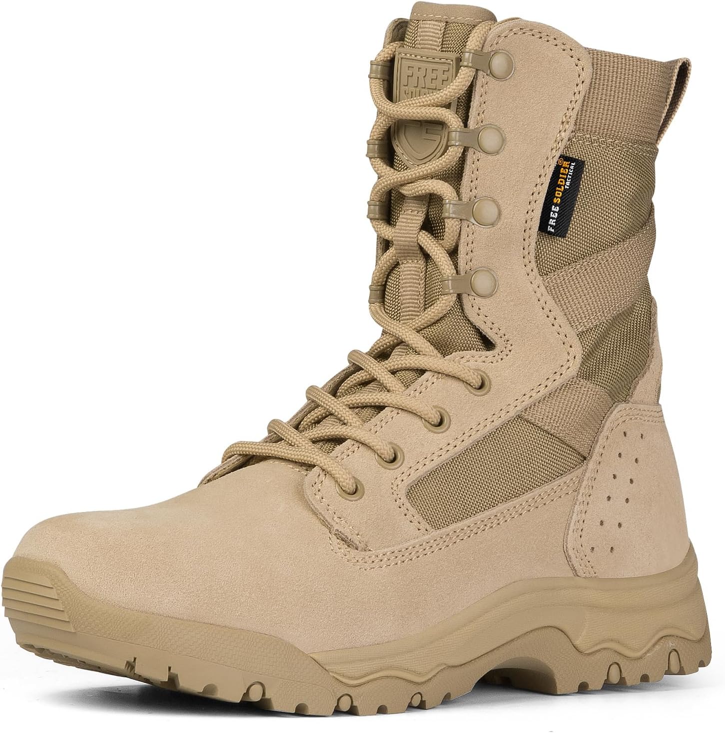 FREE SOLDIER Men’s Tactical Boots 8 Inches Lightweight Combat Boots Durable Sued...