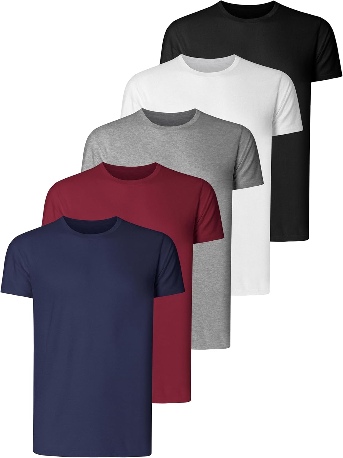 Teesmen Man Sports 5pack T Shirt Crew Neck Short Sleeve Workout Gym Plain Runnin...