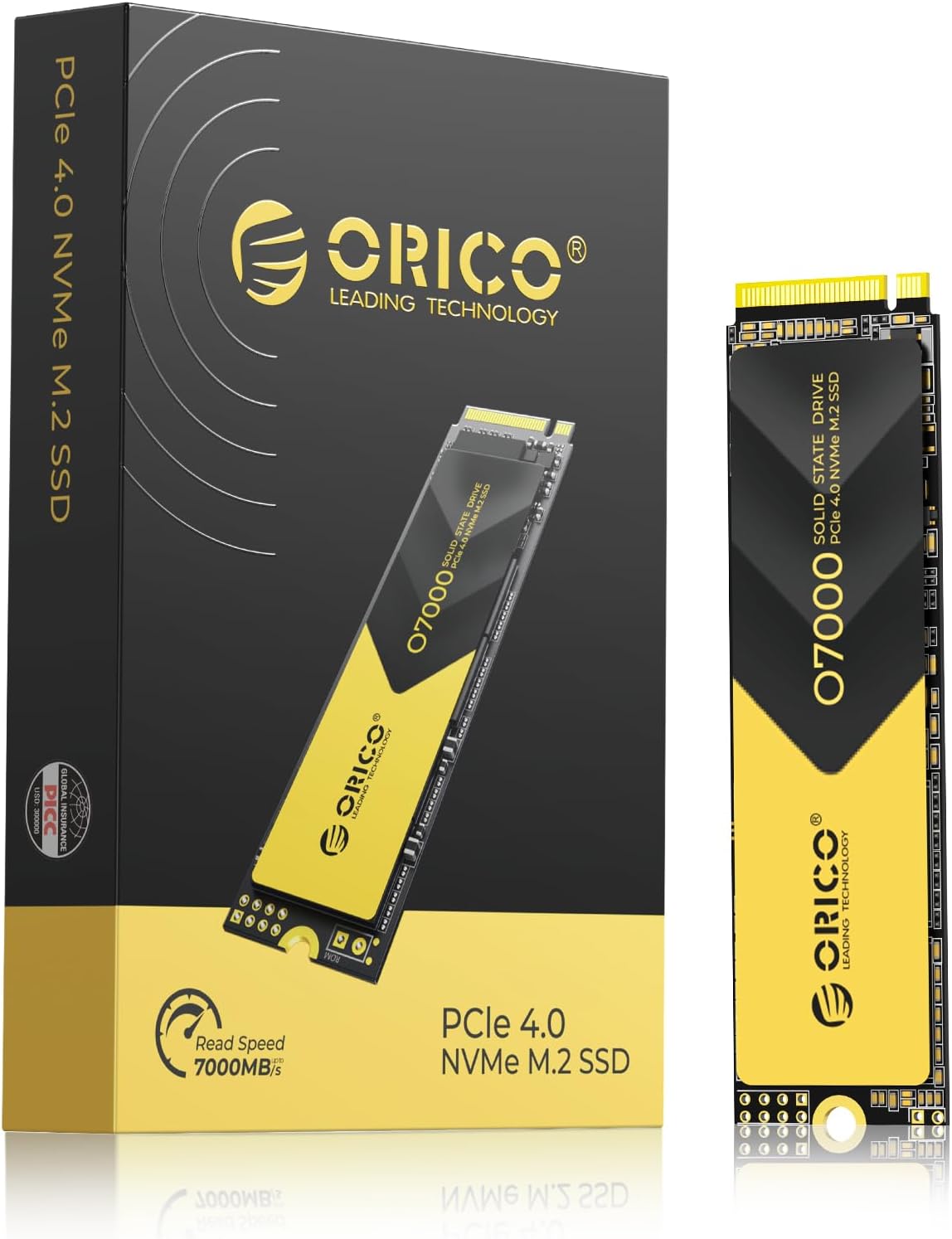 ORICO M2 SSD 1TB, NVMe SSD M.2 with Heatsink, PCIe 4.0 Gen4, up to 7000MB/s, M.2...