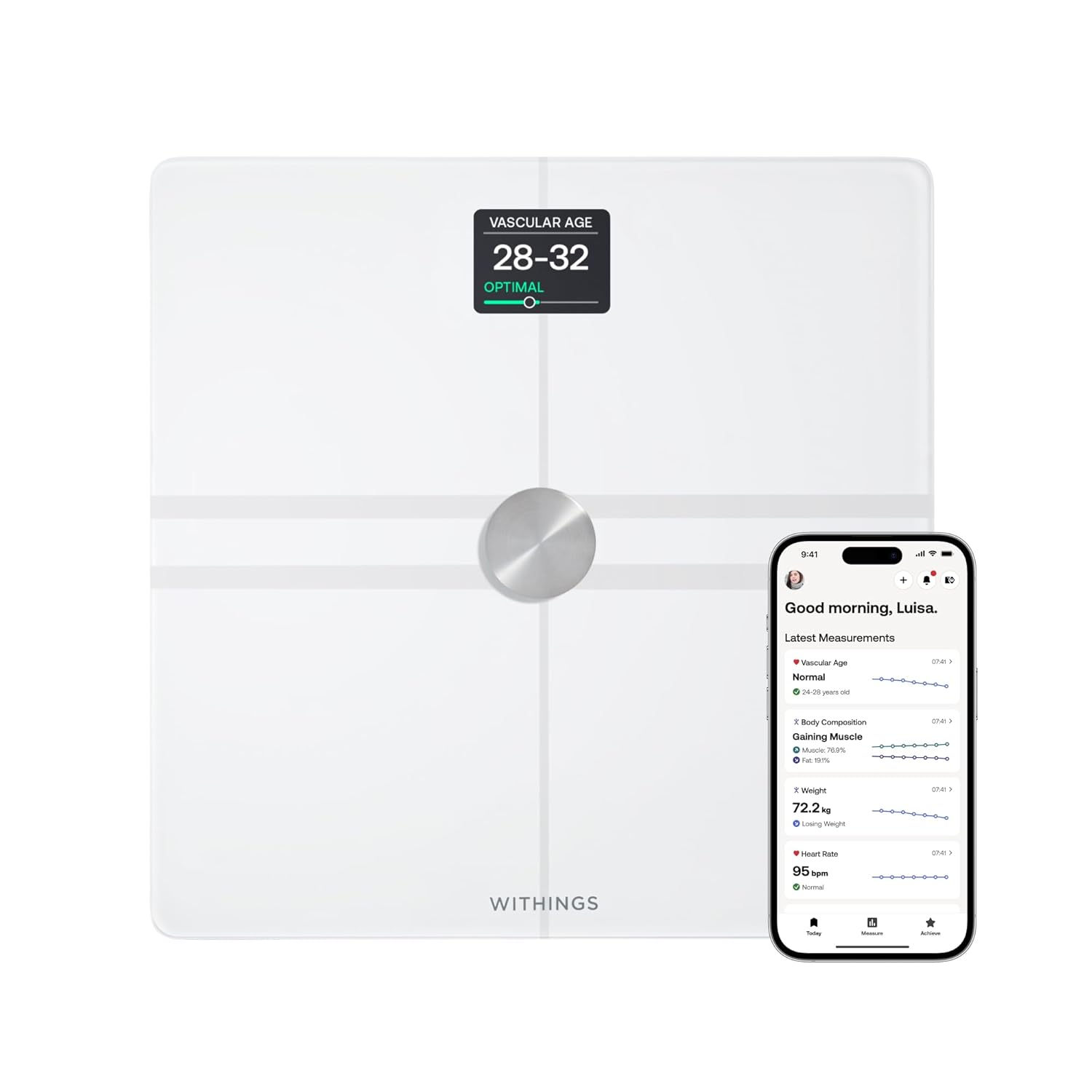 WITHINGS Body Comp - Scale for Body Weight and Complete Body Analysis, Wi-Fi & B...
