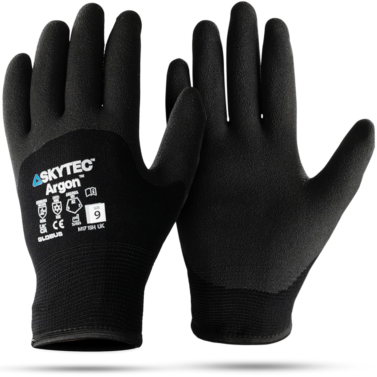 Skytec Black Thermal Safety Gloves – Lightweight Nylon Work Gloves with Cold and...