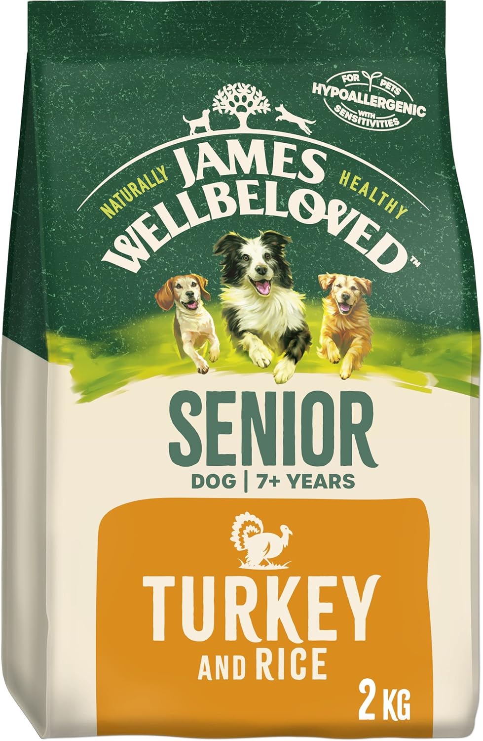 James Wellbeloved Complete Dry Senior Dog Food Turkey and Rice, 2 kg Turkey & Ri...