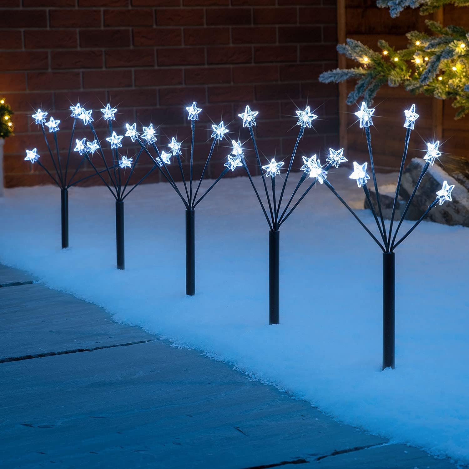 CHRISTOW Star Branch Path Lights, Outdoor Christmas Stake Pathway Decorations, W...