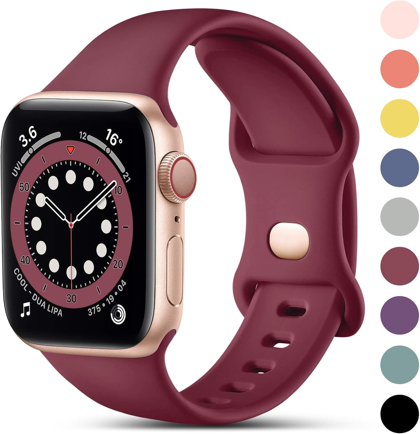 CeMiKa Compatible with Apple Watch Strap 41mm 40mm 38mm 42mm, Silicone Sport Ban...