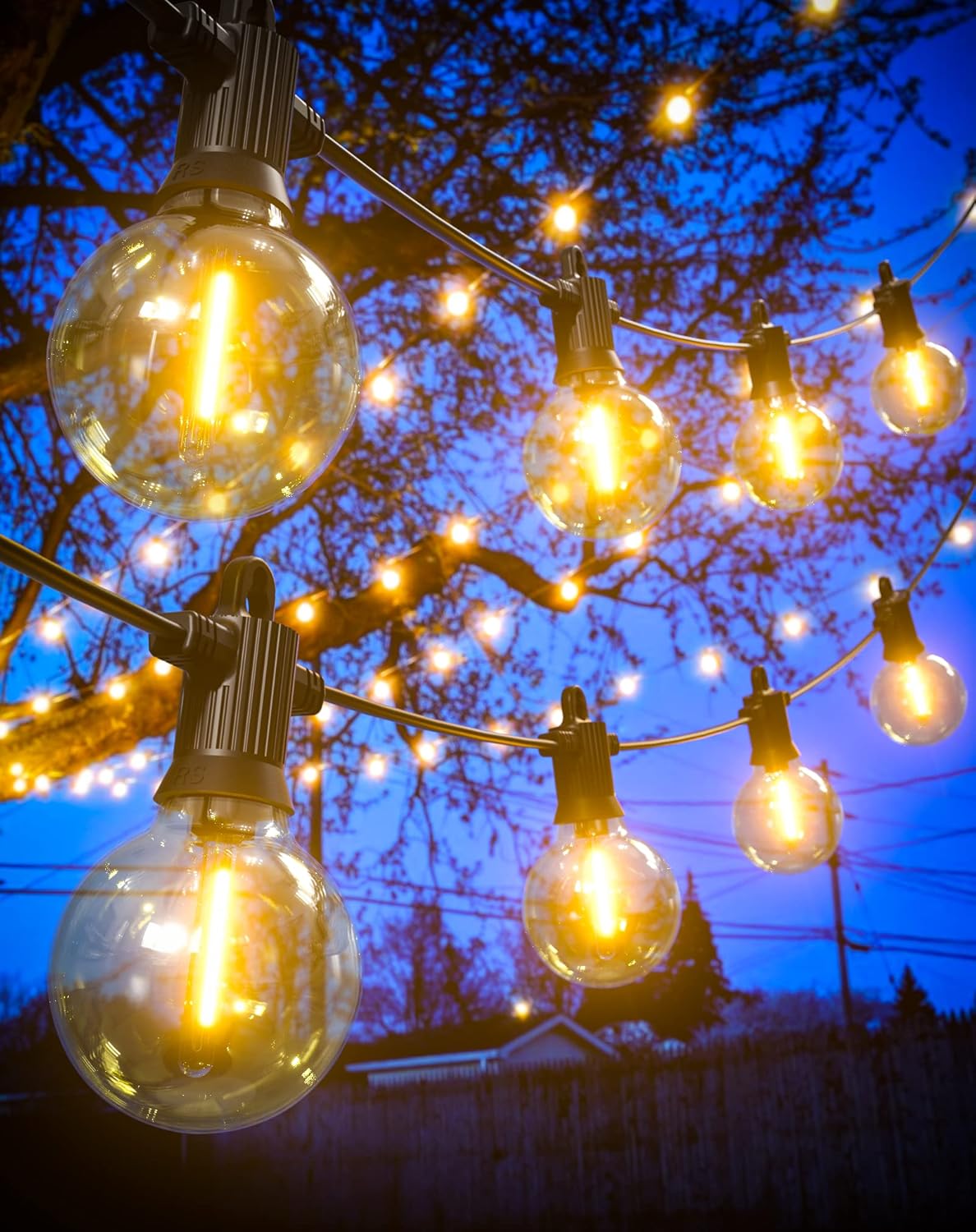 Outdoor LED String Lights Mains Powered 7.6M/25 FT G40 Globe Garden Patio String...