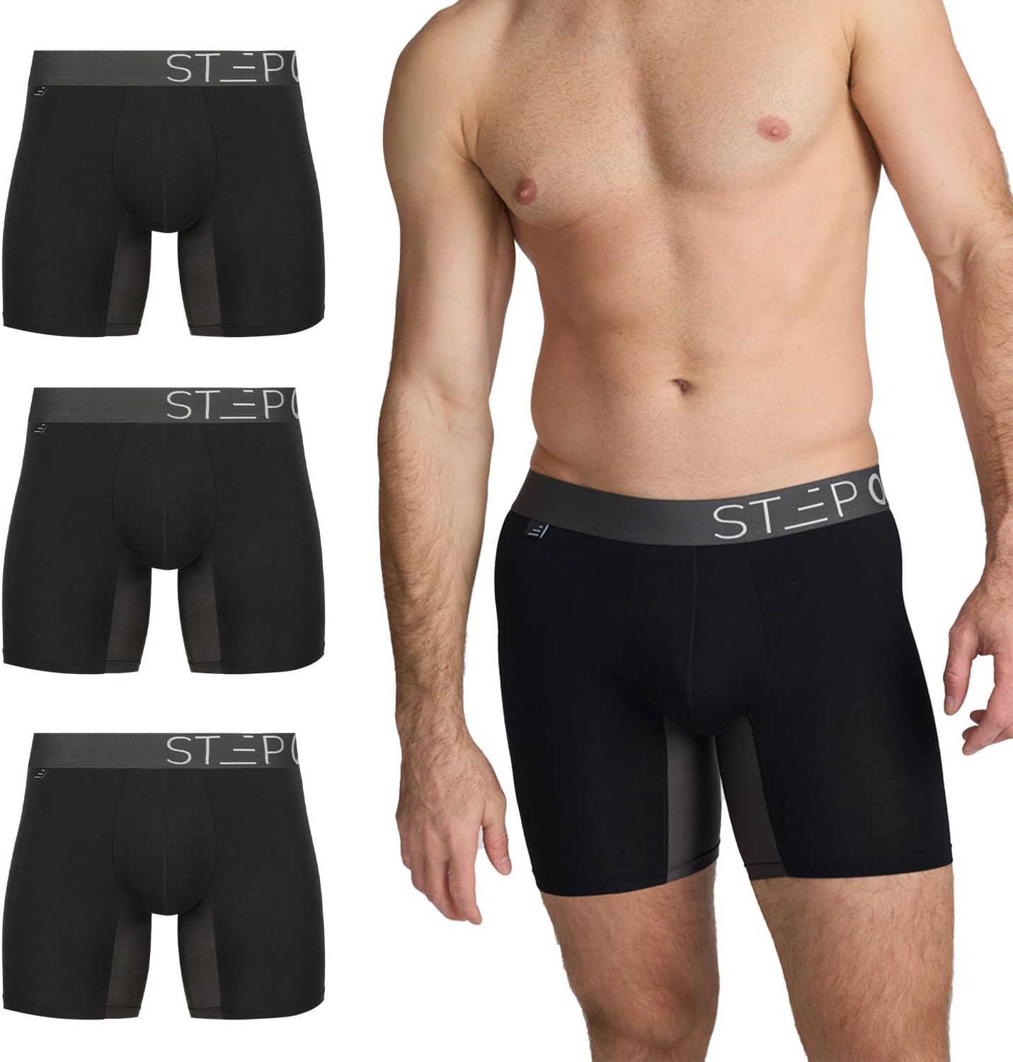 STEP ONE Mens Boxers - 3-Pack Underwear for Men, Moisture-Wicking Mens Boxer Sho...