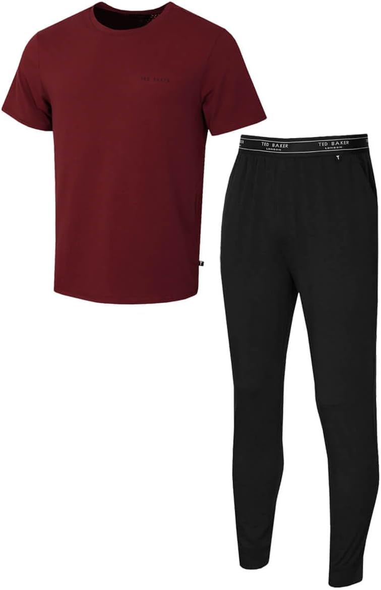 Ted Baker Mens T Shirt And Jogger Comfort Loungewear Pyjamas Set XL Raddicchio/B...