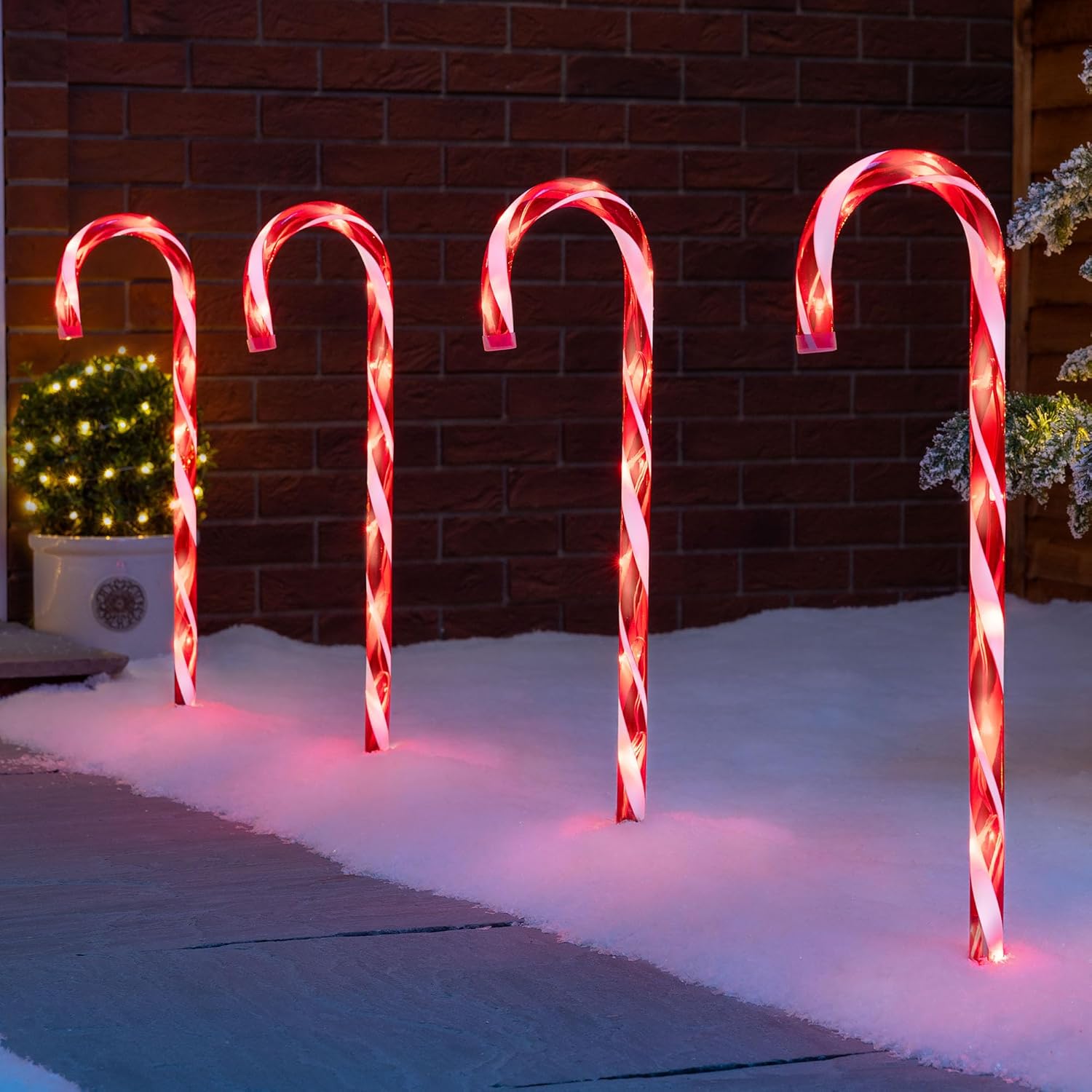 CHRISTOW Candy Cane Christmas Lights, Outdoor Path Stake Decorations, Flashing L...