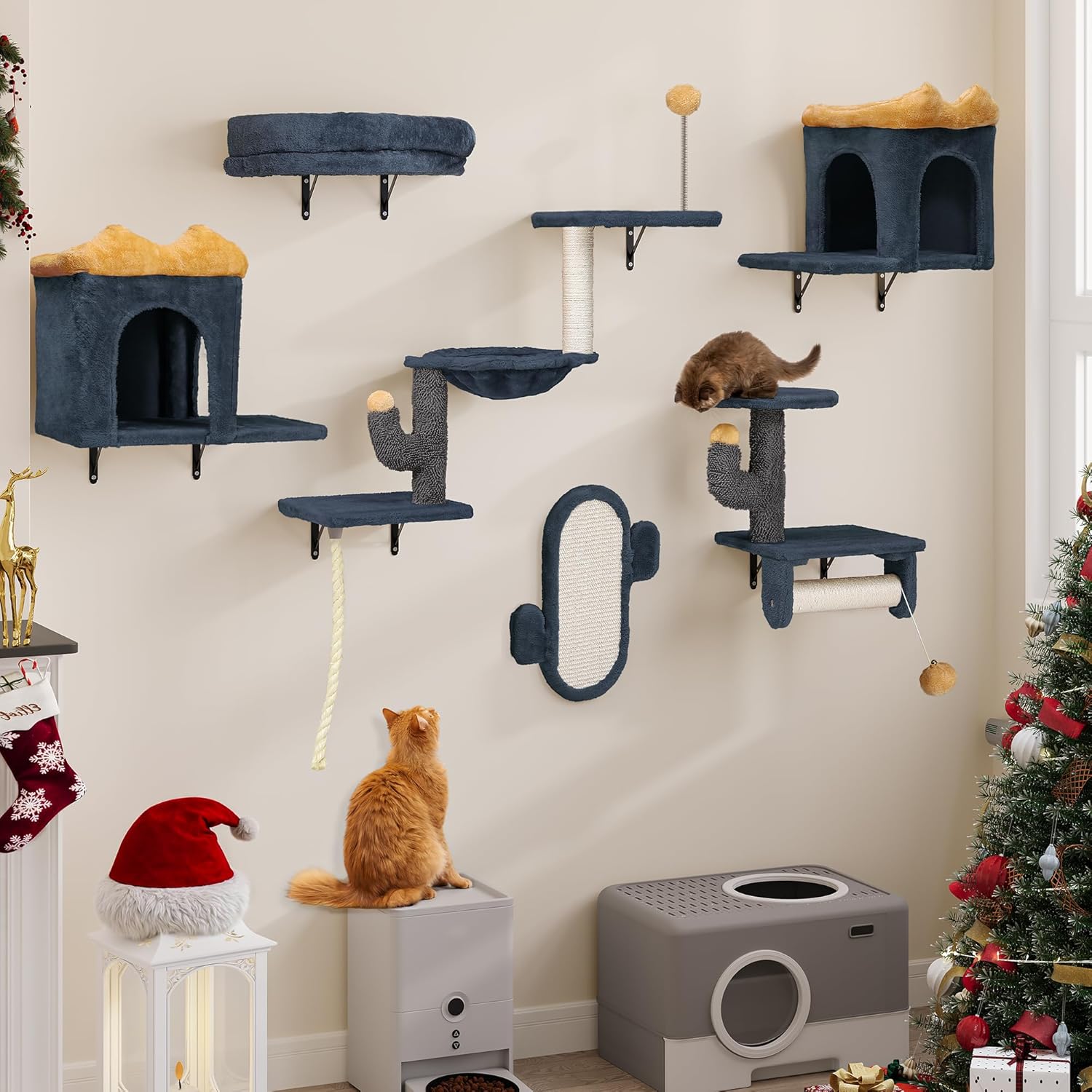 YITAHOME 7-Piece Cat Climbing Wall Set, Sturdy Plush Climber for Cats, Cat Climb...