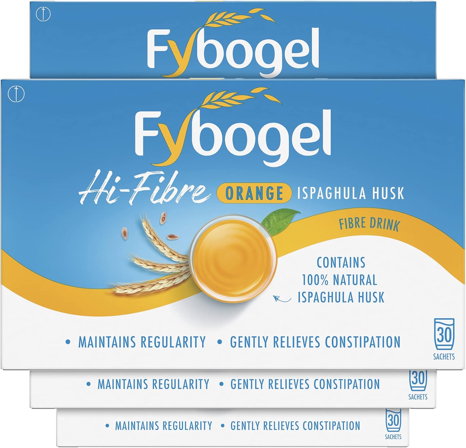 Fybogel Hi-Fibre, Orange, 30 Sachets X 4, 120 Total, Ispaghula Husk, Laxatives f...