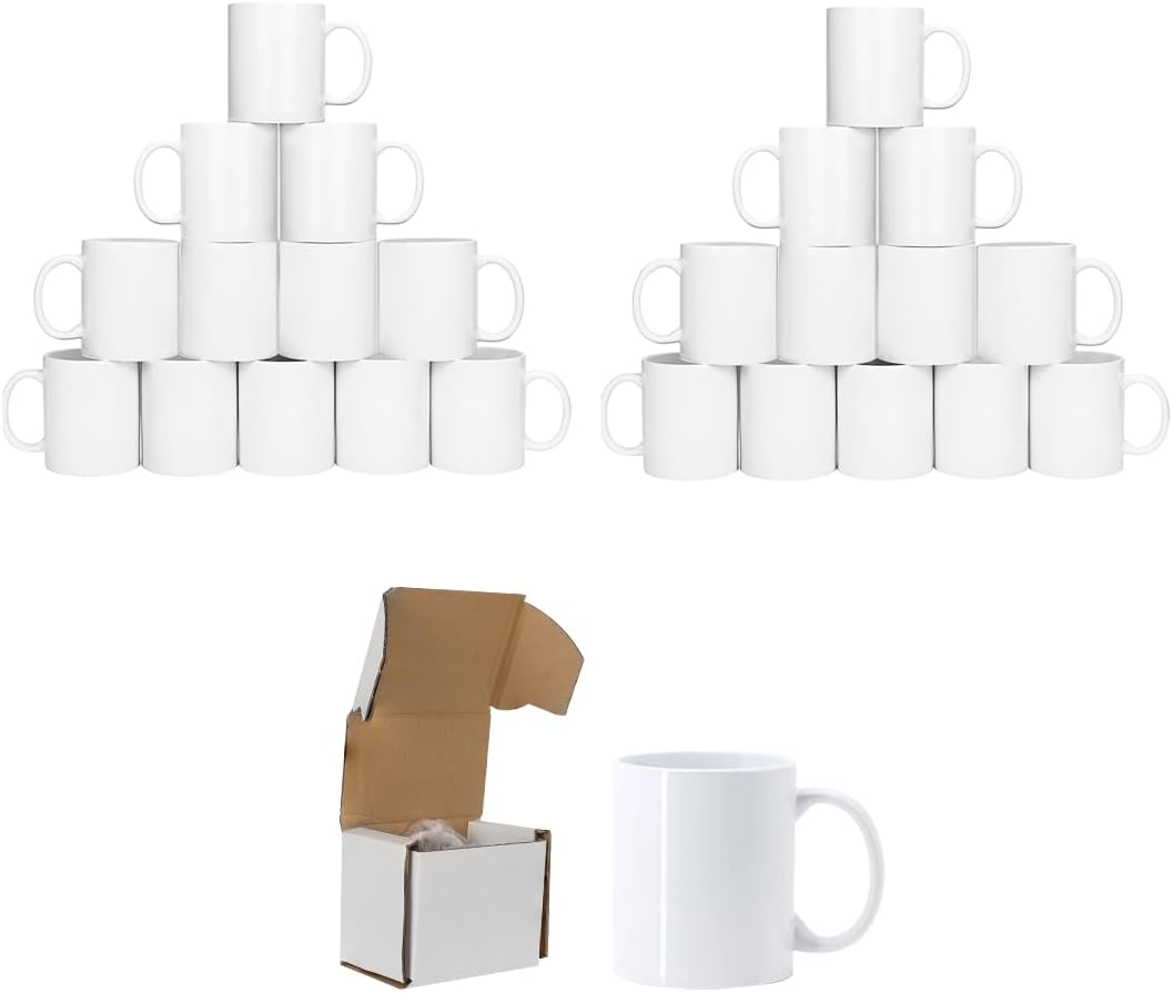 SIGNZWORLD Sublimation Mugs 11oz Blank Plain White Large Handle Coffee Mug Cups...