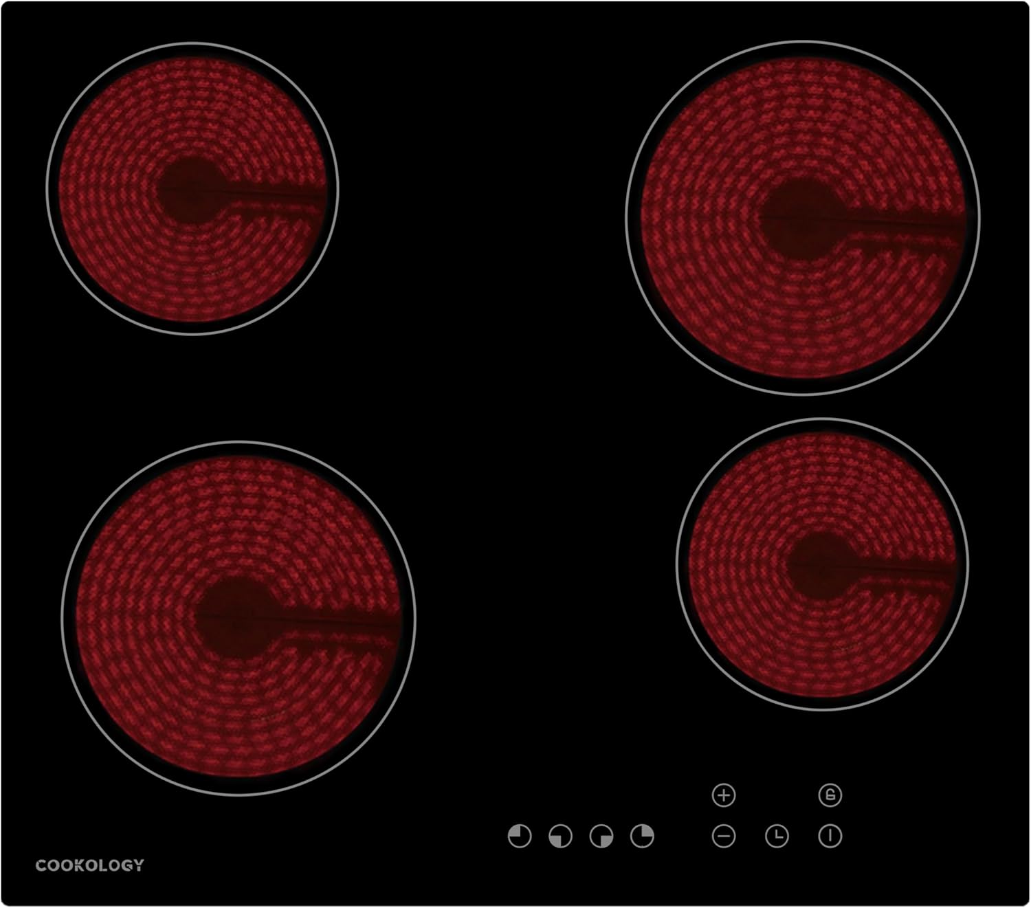 Cookology TCH601 60cm Electric Ceramic Hob Cooktop with 4 Cooking Zones, Built-i...