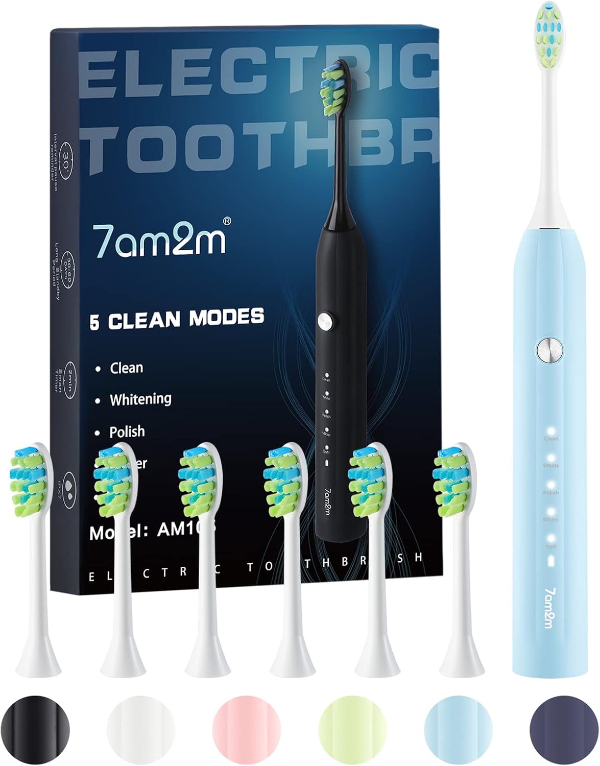 7AM2M Sonic Electric Toothbrush for Adults and Kids, One Charge for 90 Days, wit...