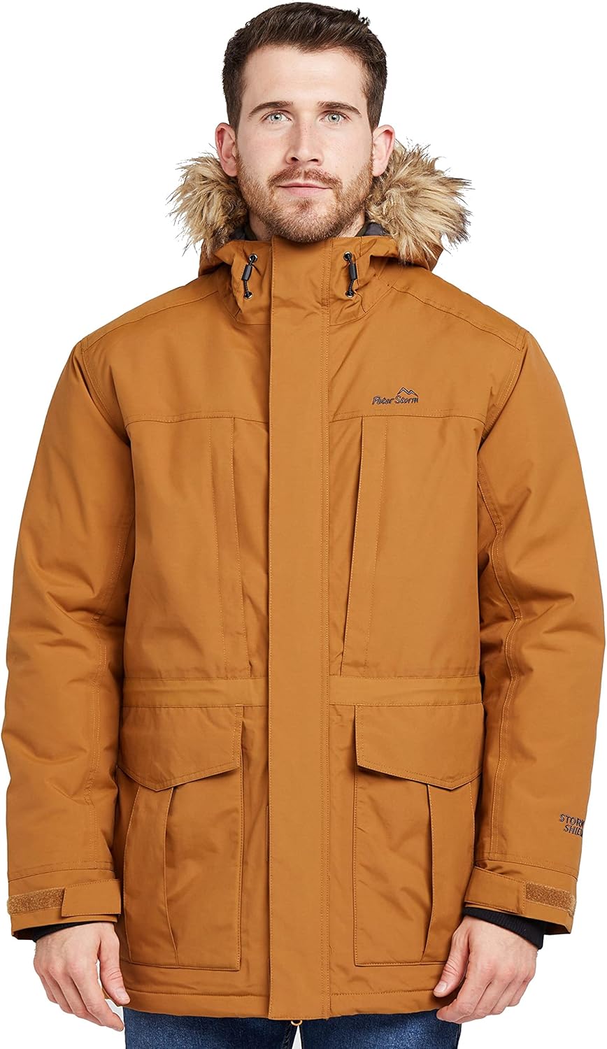 Peter Storm Men's Peter Parka III Jacket with Faux Fur Trimmed Hood & 7 Utility...
