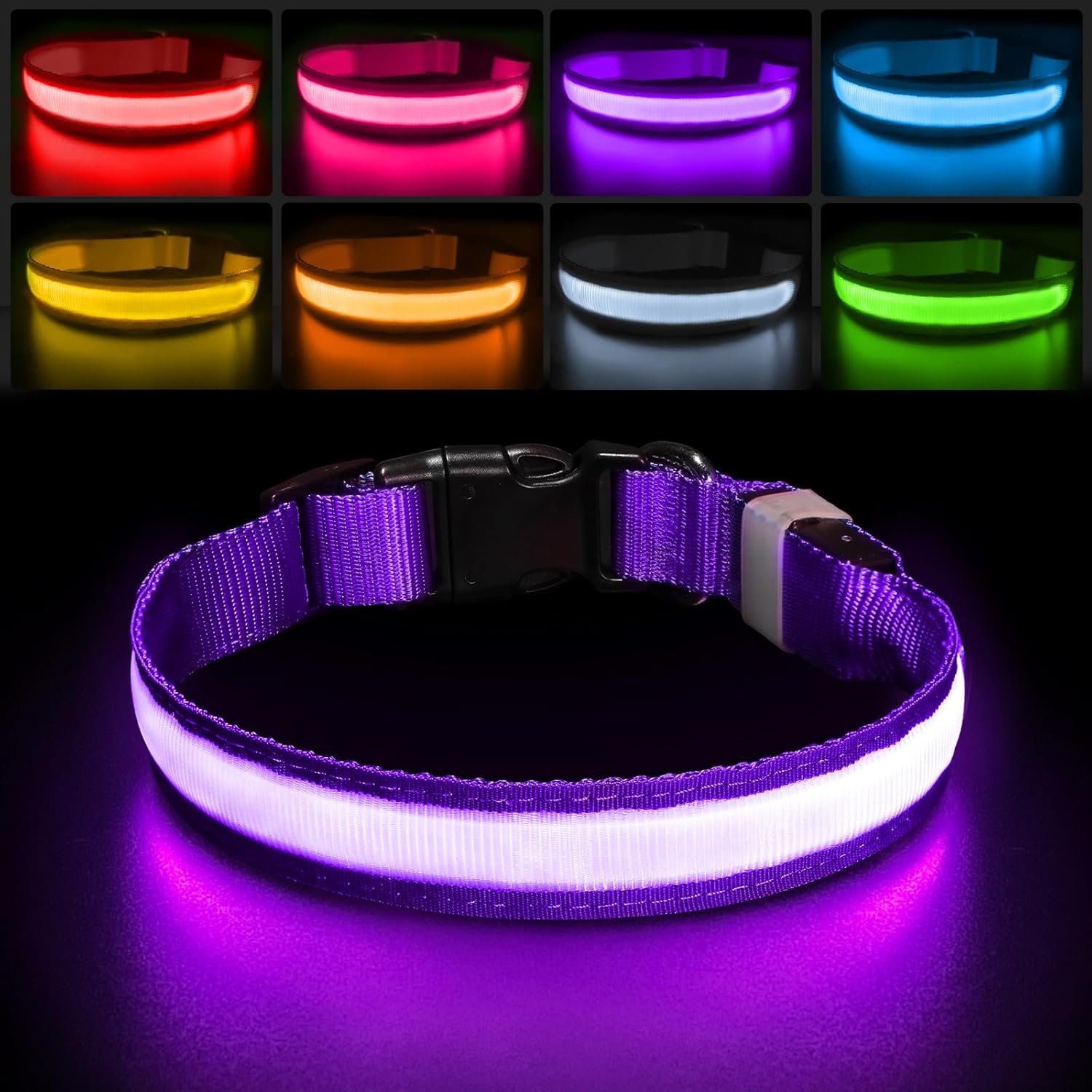 PcEoTllar Light Up Dog Collar, Dog Collar Light for Night, Rechargeable Flashing...