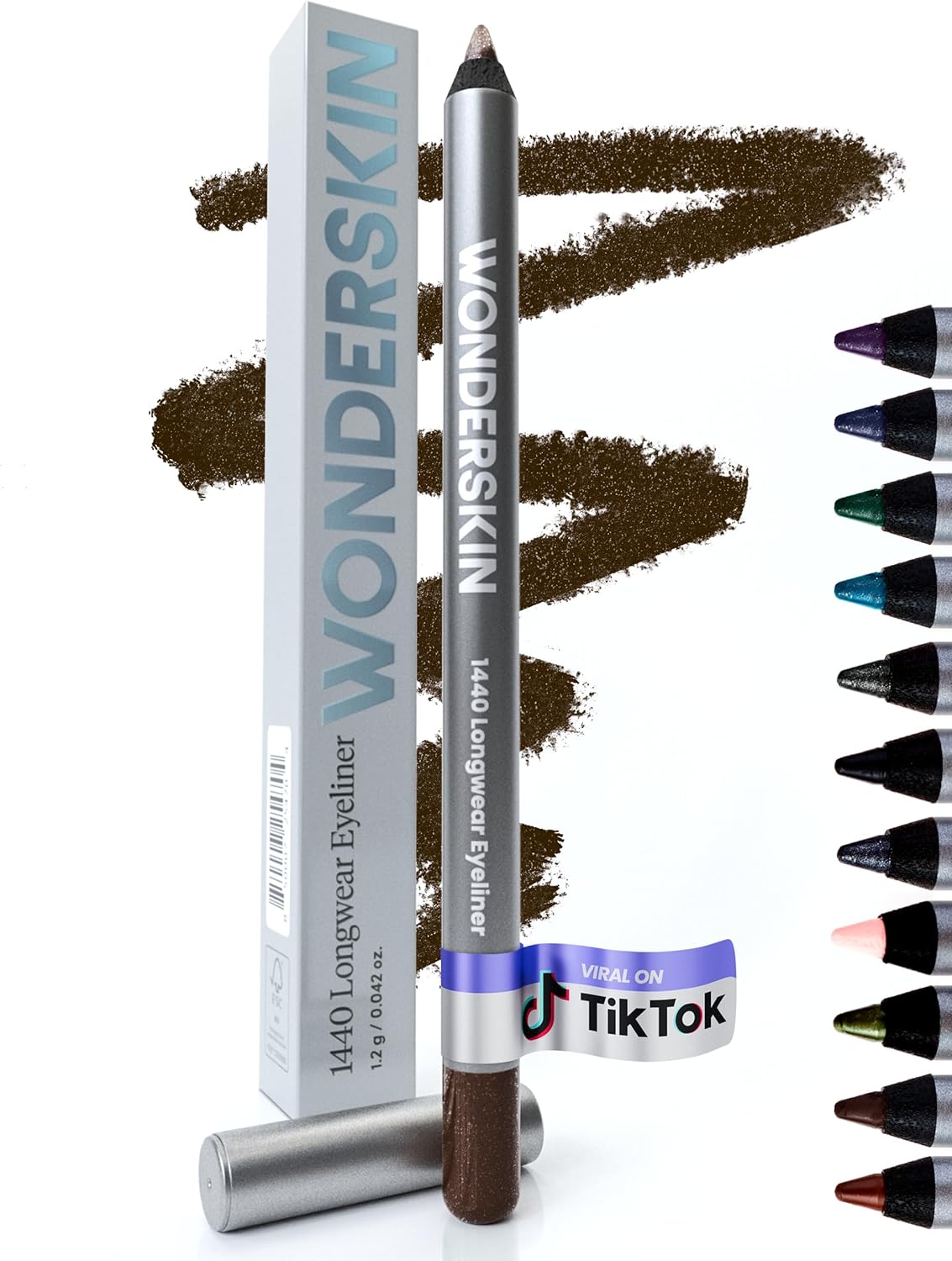 Wonderskin 1440 Longwear Brown Glitter Eyeliner Pencil - Waterproof, Sharpenable...
