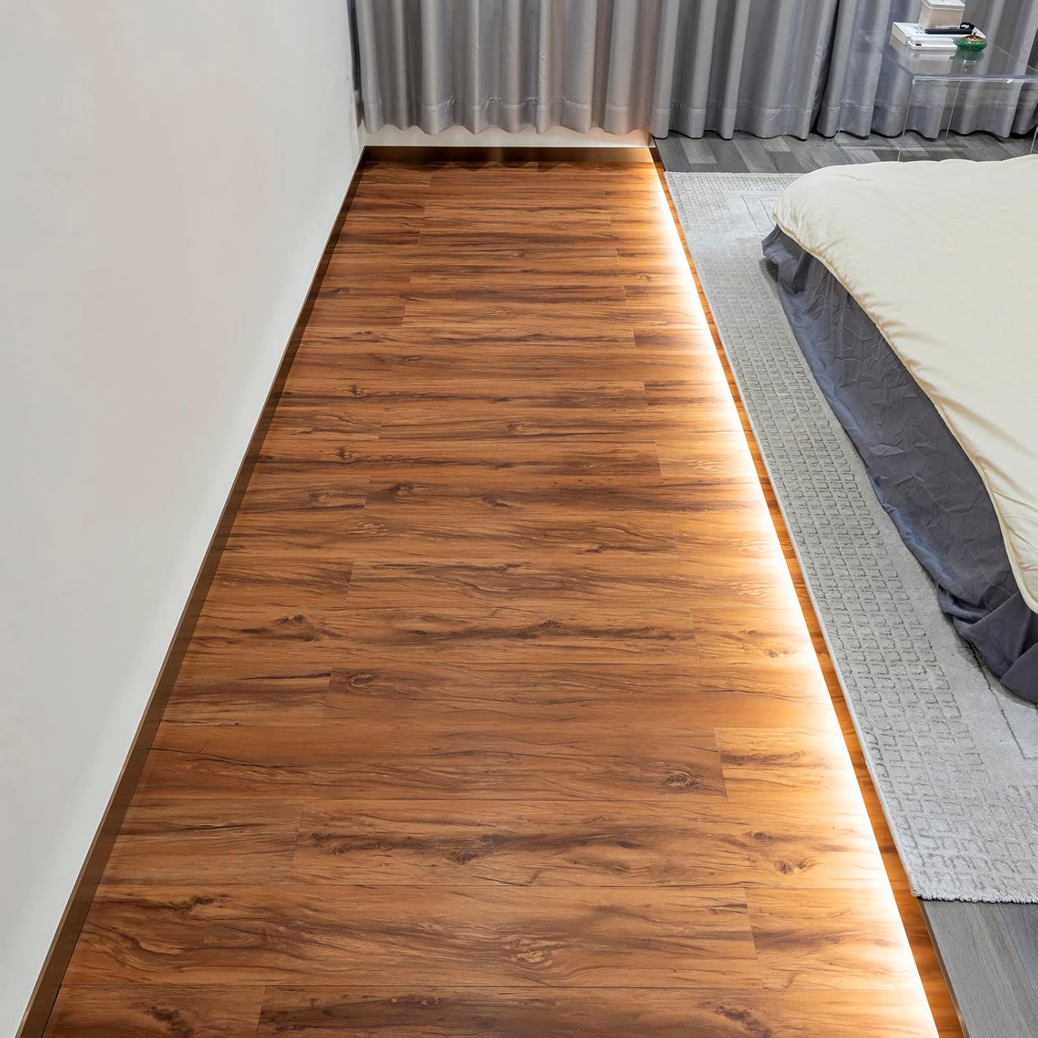 FLOREXP Vinyl Flooring - Lino Flooring with Warm Brown Wood Effect,Peel & Stick...