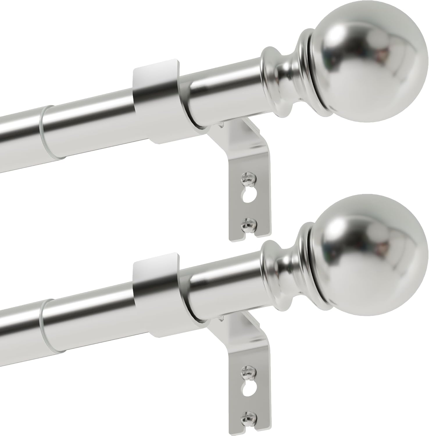 Pack of 2 Curtain Rails, Extendable Curtain Rod, Adjustable Curtain Rod, Telesco...