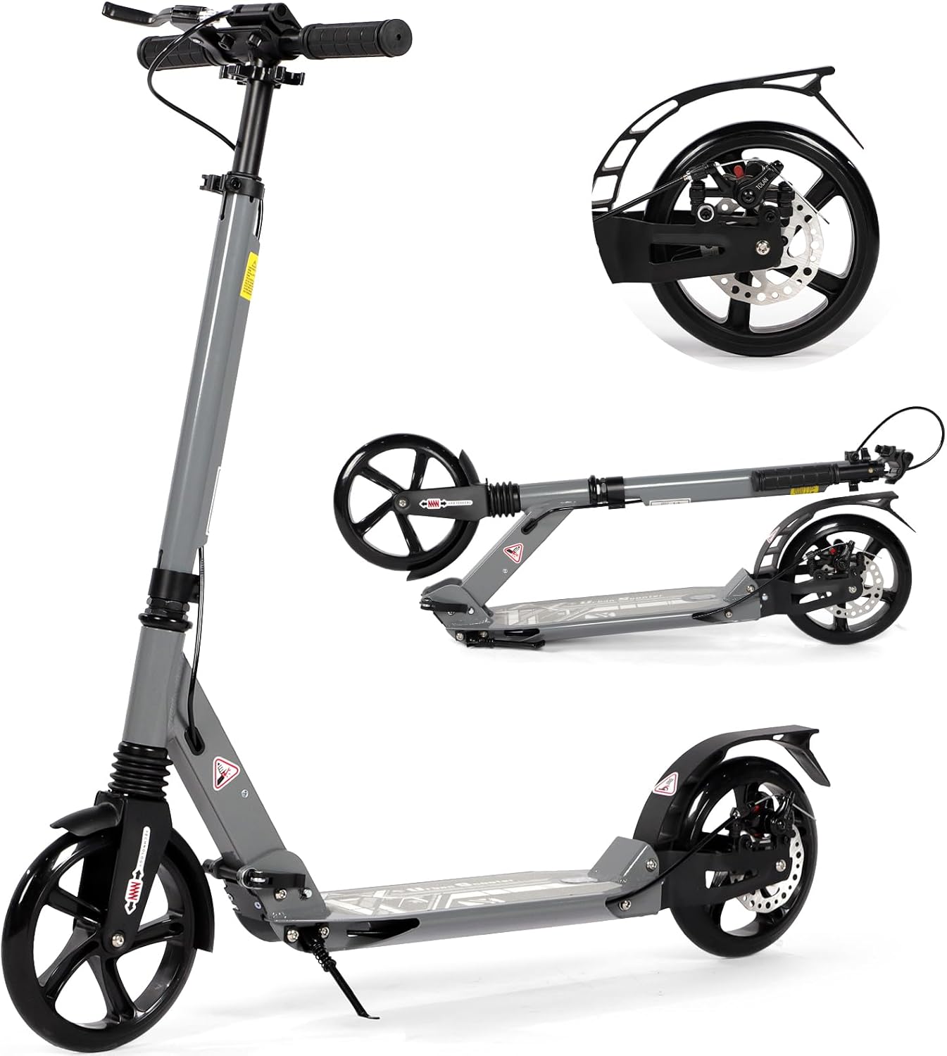 Kick Scooter for Kids Ages 8-12, 200mm Big Wheels Scooter for Adults with Disc B...