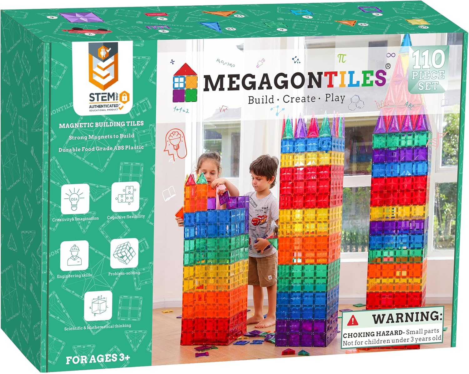 Magnetic Tiles|110PCS Premium Magnet Tiles|STEM AUTHENTICATED|Magnetic Tiles Kid...