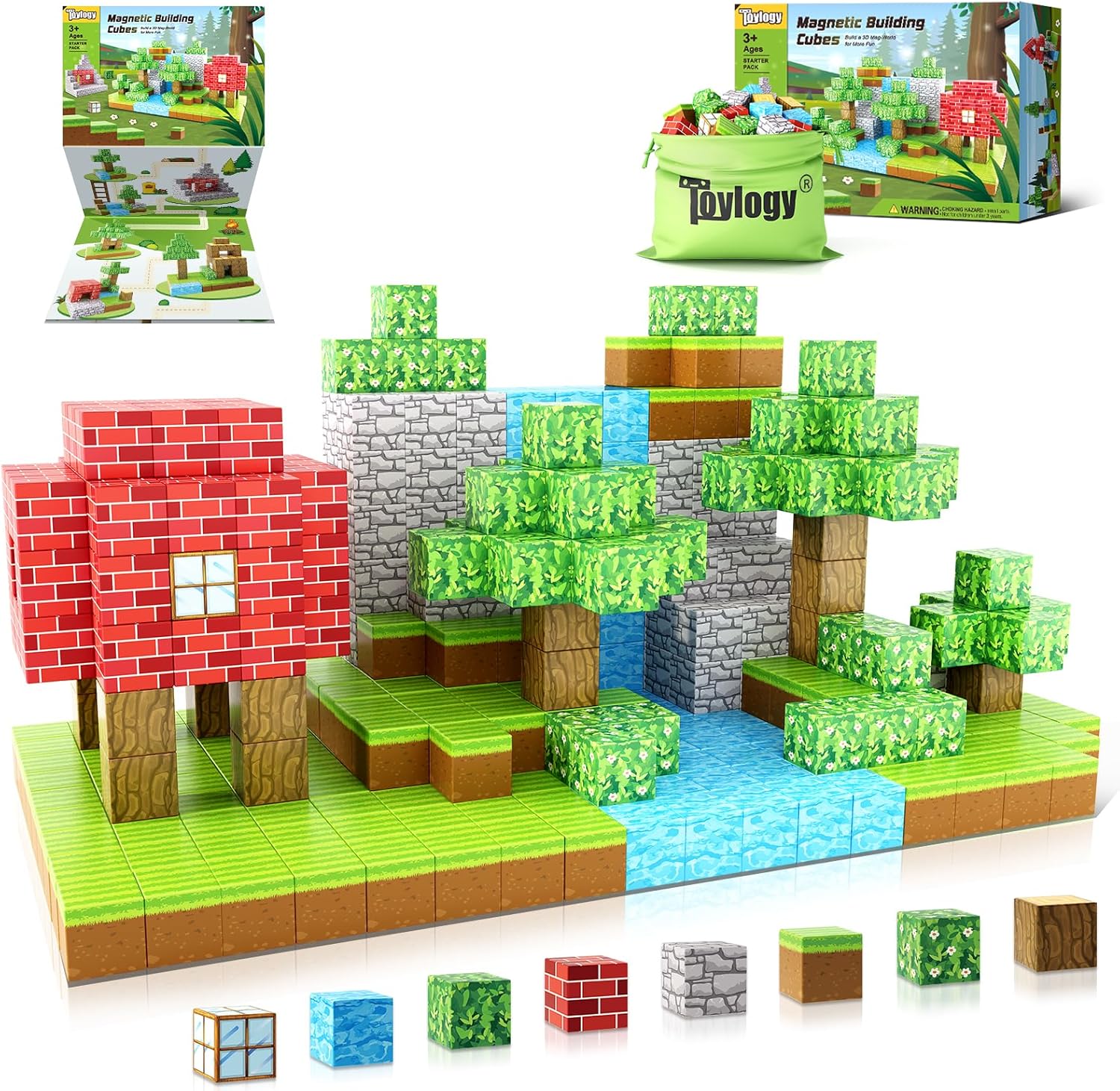 Magnetic Blocks-Build Mine Magnet World Set, Magnetic Toys for Boys & Girls Age...