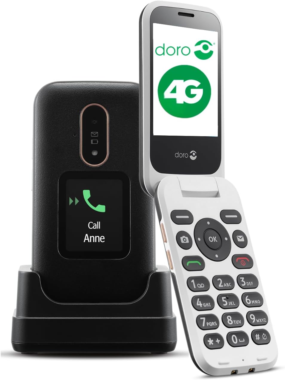 Doro 6880 4G Unlocked Flip Mobile Phone for Seniors with Talking Number Keys, Ex...