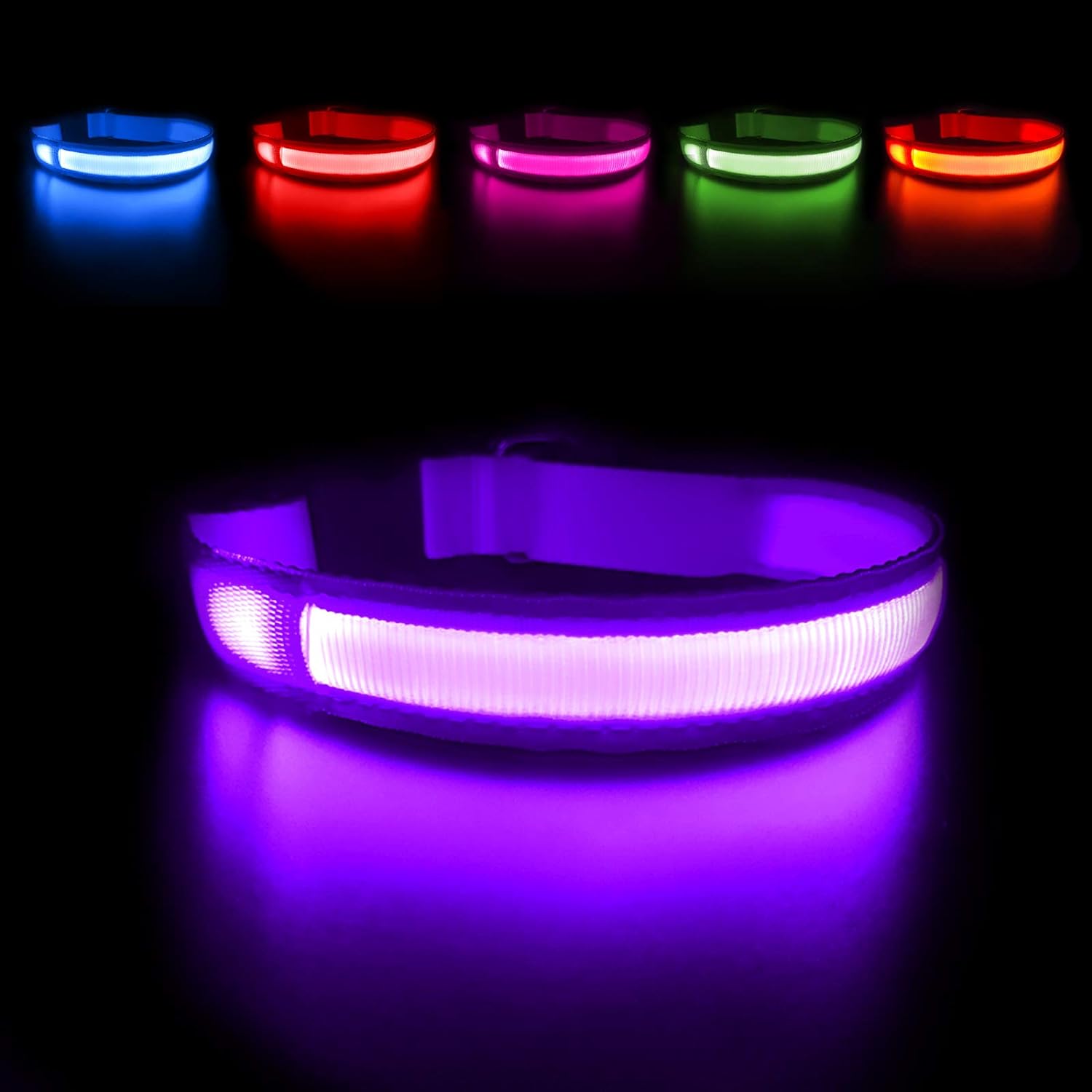 MASBRILL Light Up Dog Collar, LED Dog Collar Lights for the Dark, Rechargeable a...
