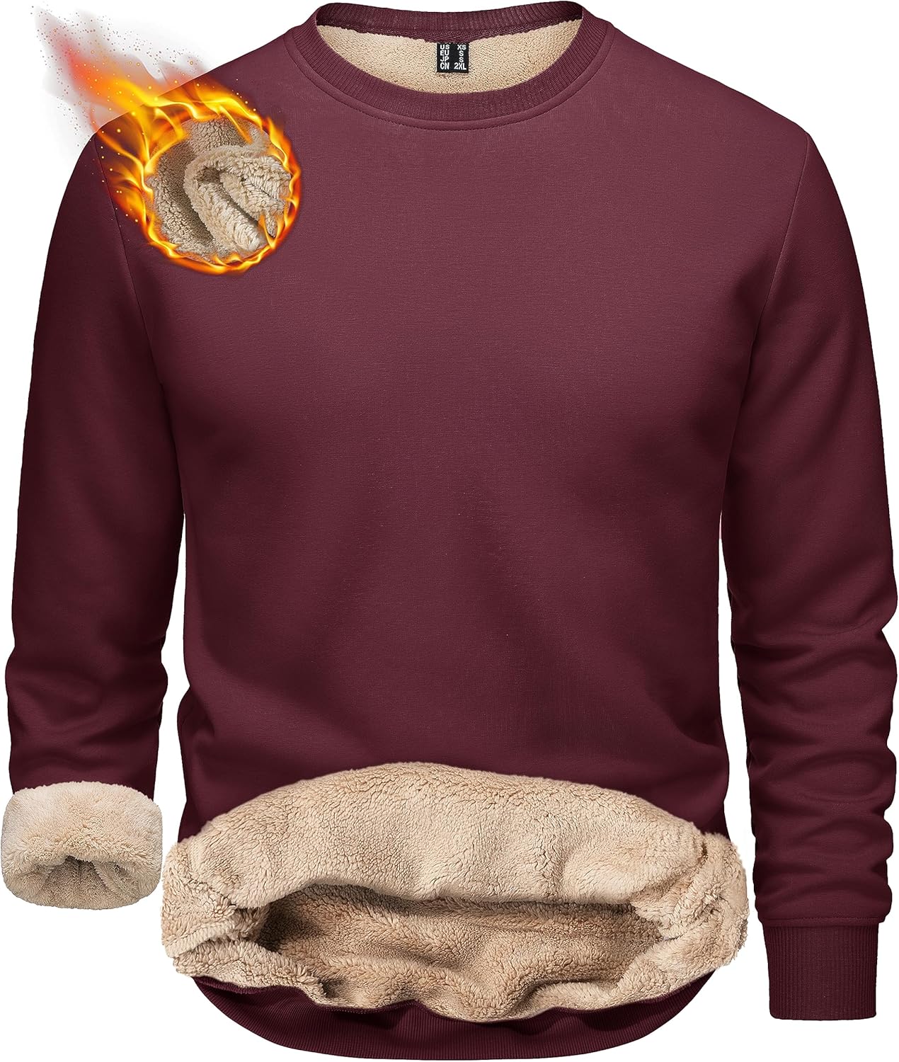 TACVASEN Men's Sweatshirts Warm Fleece Jumpers Sherpa Lined Pullover Sweater Cla...