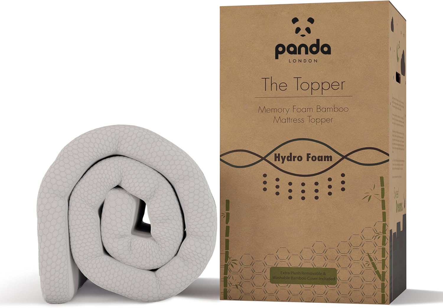 Panda Memory Foam Bamboo Mattress Topper (2024) (2024, UK King) UK King Viscose