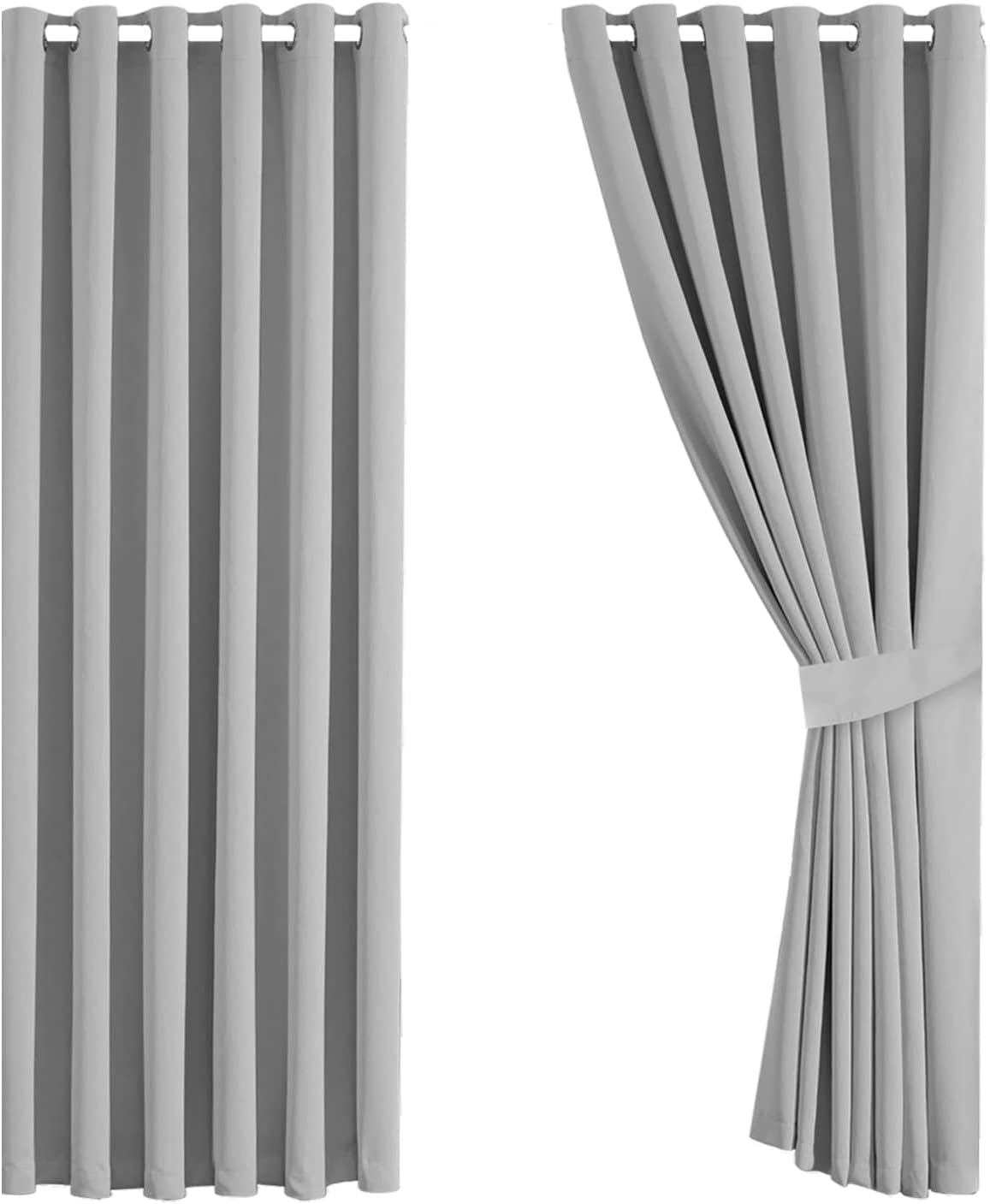 Aspire Homeware Blackout Curtains 90x90 - Light Grey Eyelet Curtains for Bedroom...