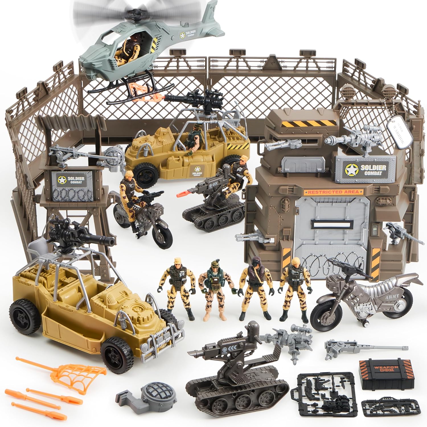 JOYIN Military Base Toys Set Including Military Base, Military Vehicles, Army Me...