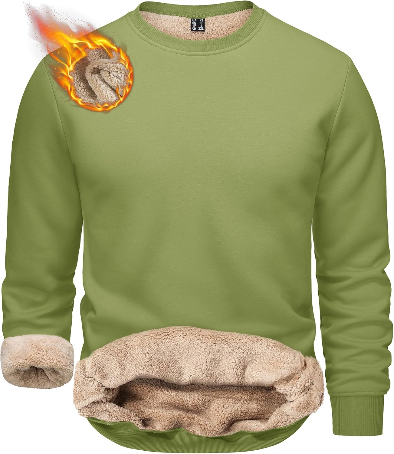 TACVASEN Men's Crewneck Sweatshirt Warm Sherpa Lined Sweatshirts Heavyweight Lon...