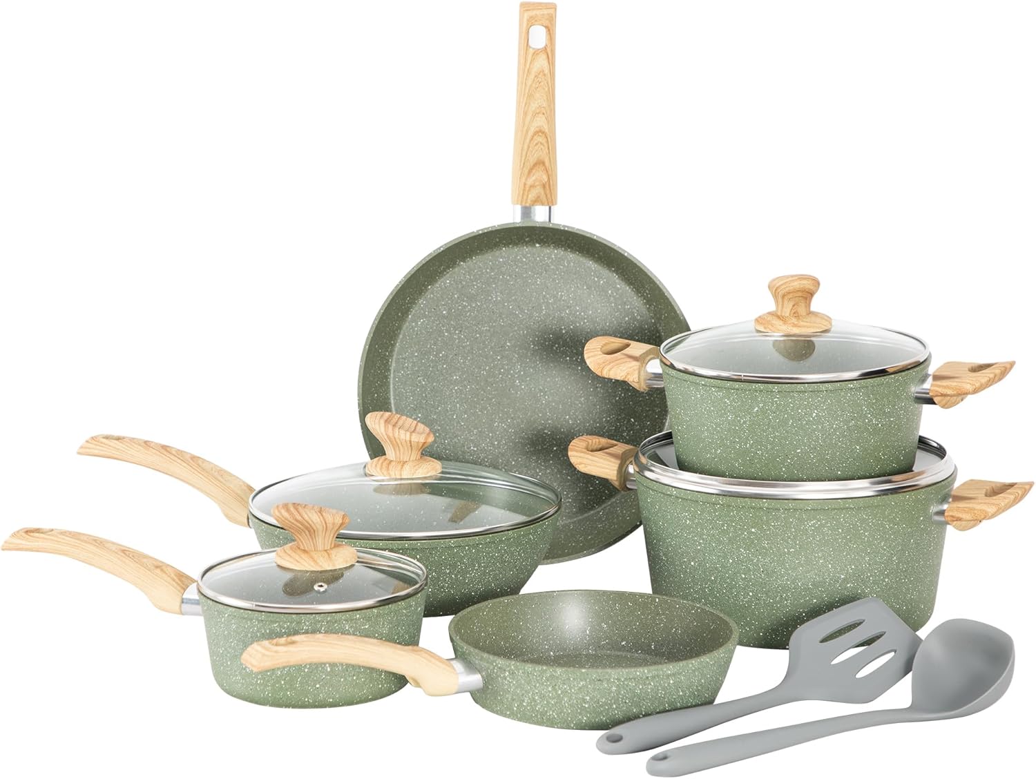 Kitchen Academy 12 Pieces Nonstick Pots and Pans Set, Induction Cooking Pan Set,...