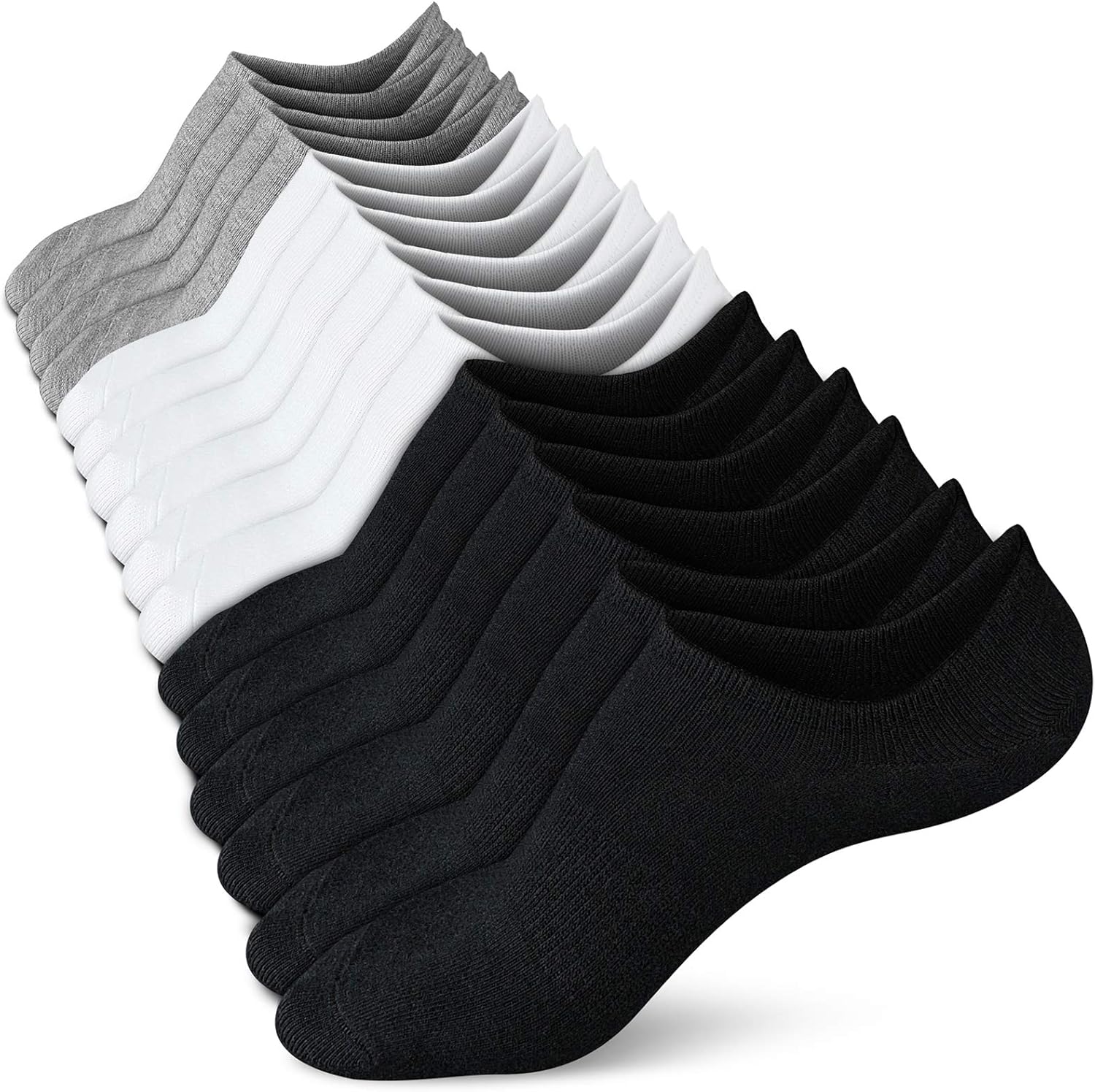 wernies No Show Socks Women Low Socks Non Slip Flat Boat Line 4/8 Pairs 5-8 Blac...