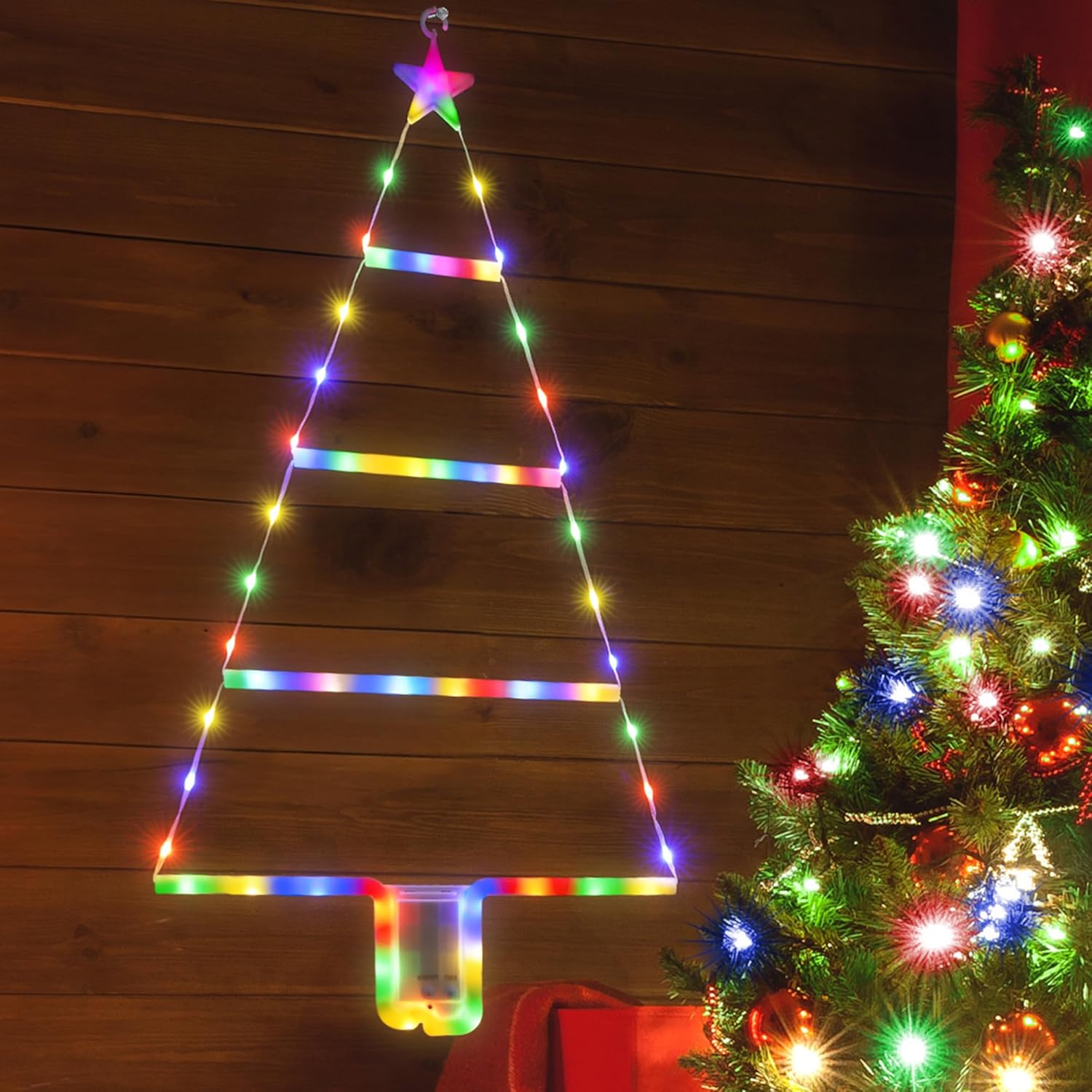 Moxled Battery Christmas Lights - 2ft LED Ladder Christmas Lights with Timer, 8...