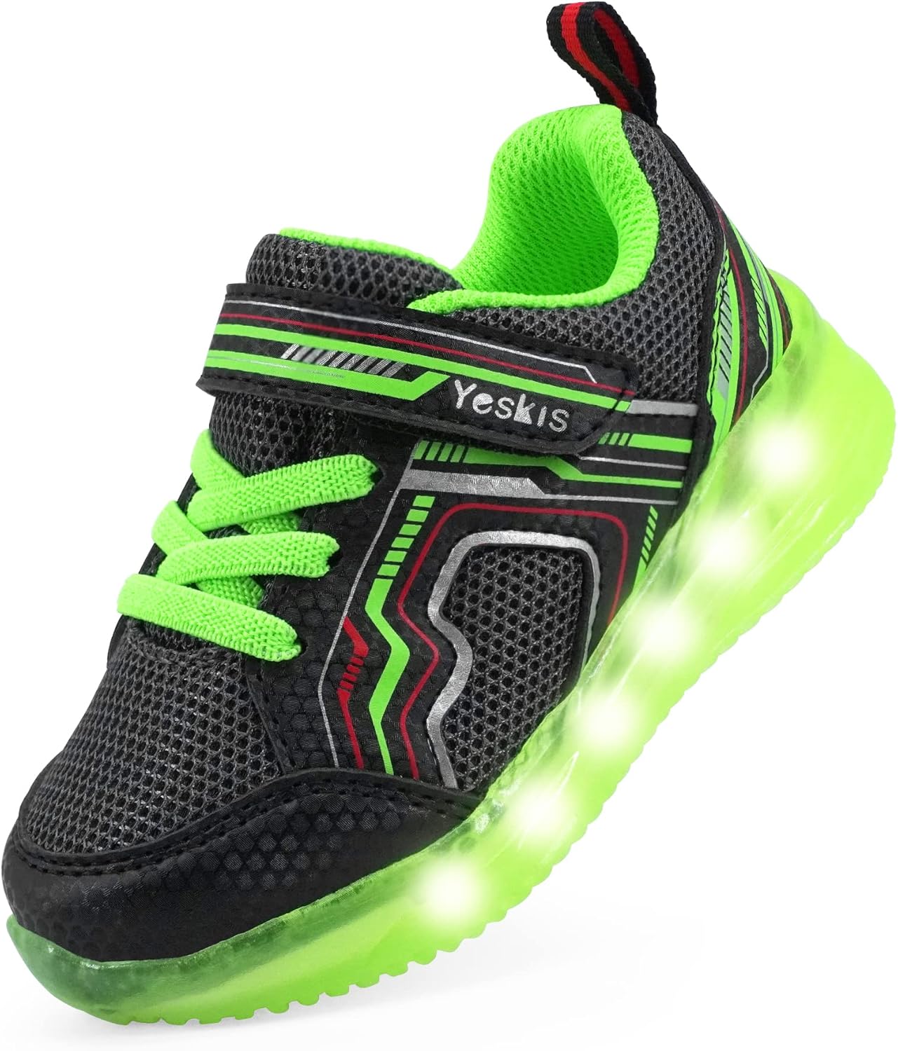 YESKIS Toddler Boys Girls Light Up Shoes LED Flashing Lightweight Mesh Breathabl...