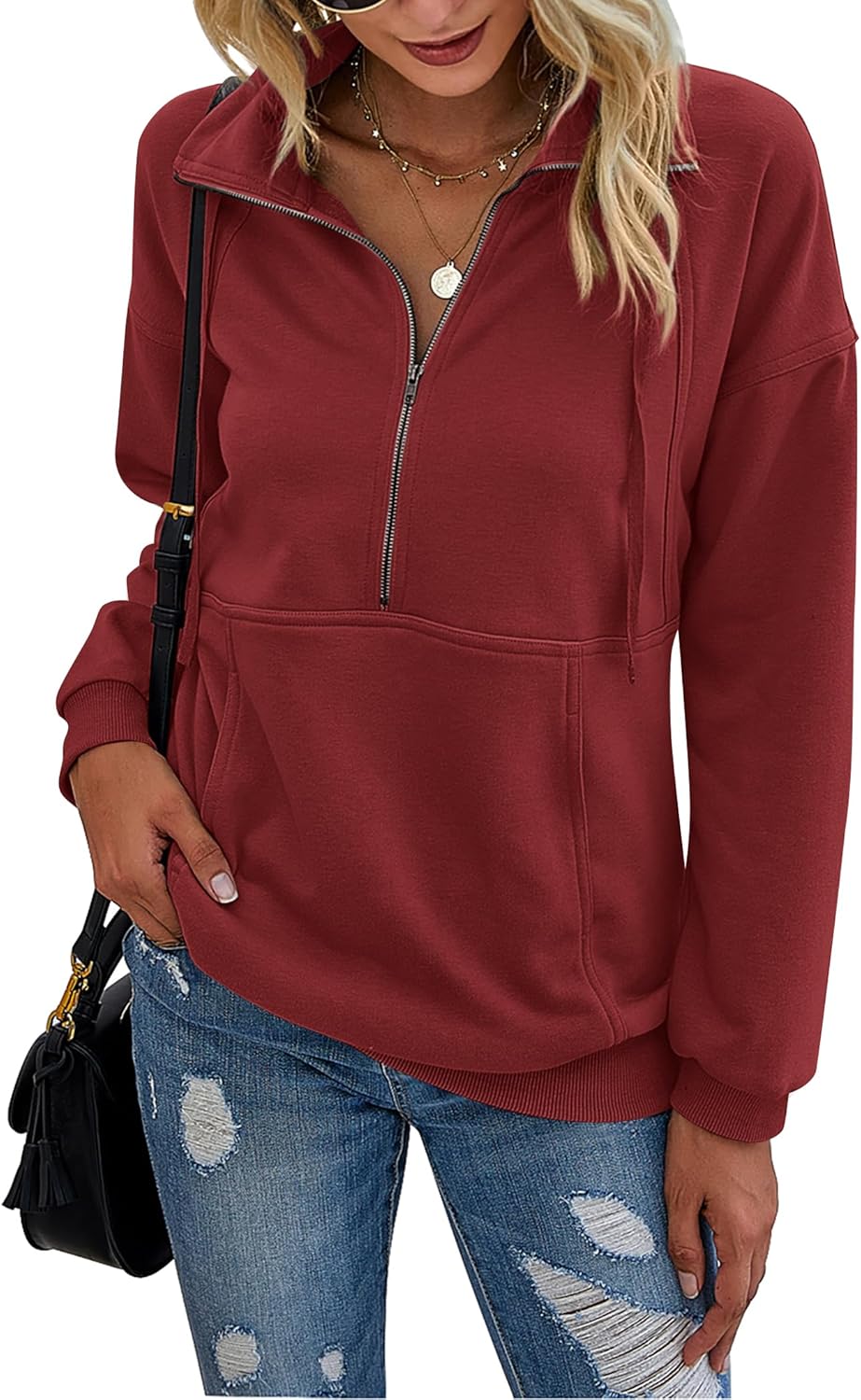 PRETTYGARDEN Women Long Sleeve Casual Button V Neck Hoodies Oversized Sweatshirt...