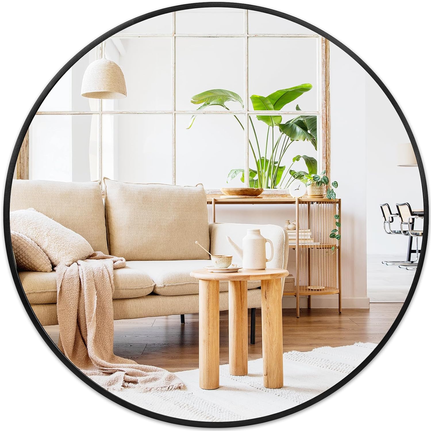Fabuday Black Round Mirror 30 Inch - Large Circle Mirror for Bathroom, Living Ro...