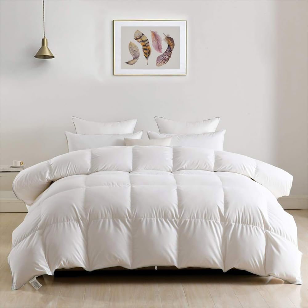 DWR Luxury Down Feather Fibers Comforter Full/Queen, Hotel-Style Fluffy Duvet In...