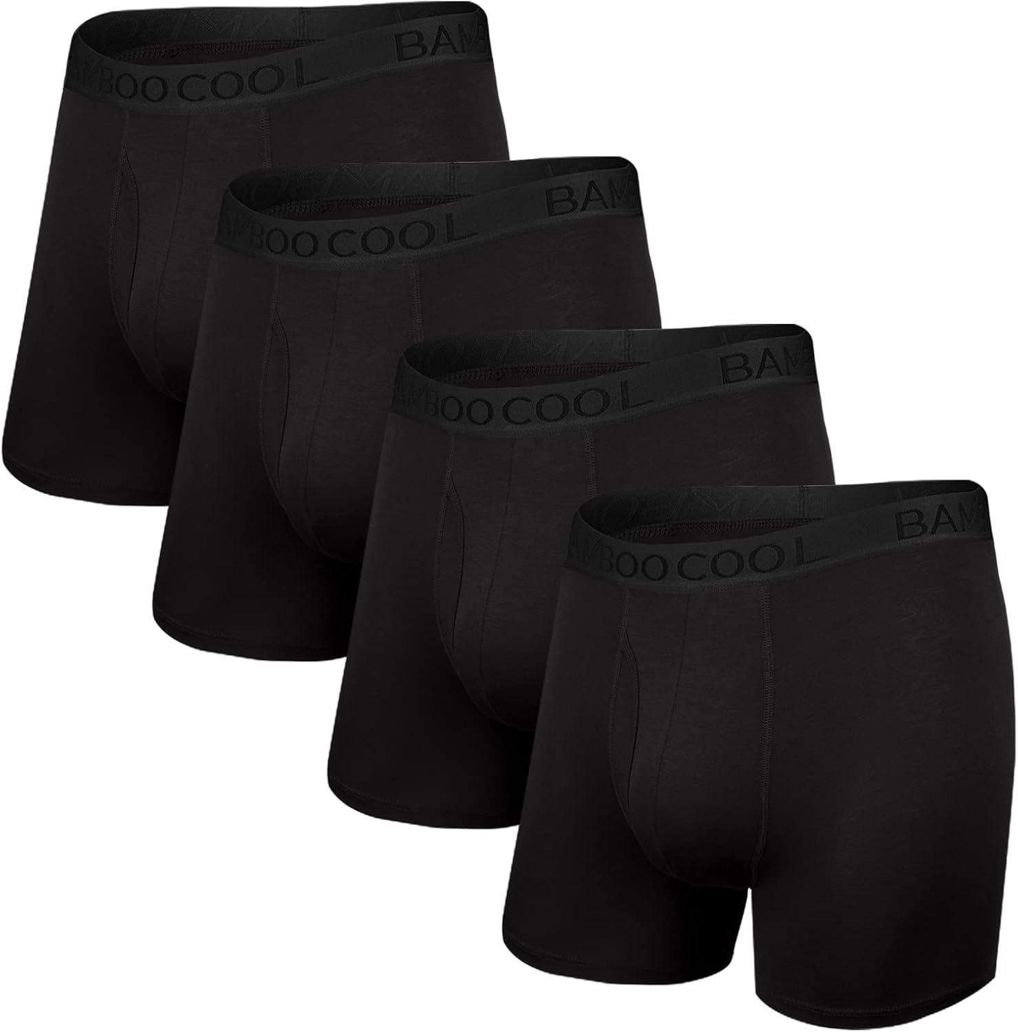 BAMBOO COOL Men's Underwear Boxer Briefs Fly with Built-in 3D Pouch Comfortable...