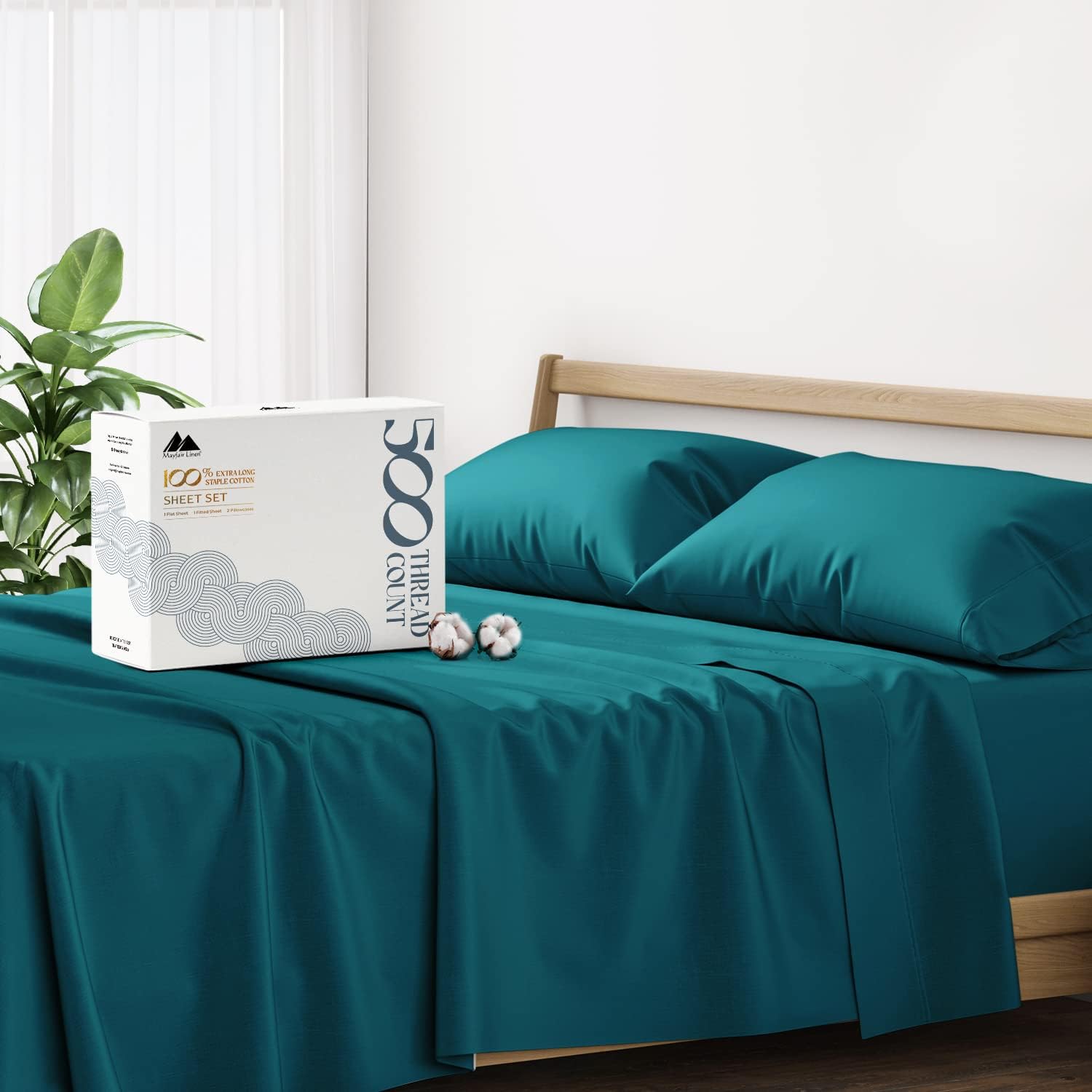 Mayfair Linen Full Size Sheets Cotton - 500 Thread Count 4 PC 100% Cotton Full S...