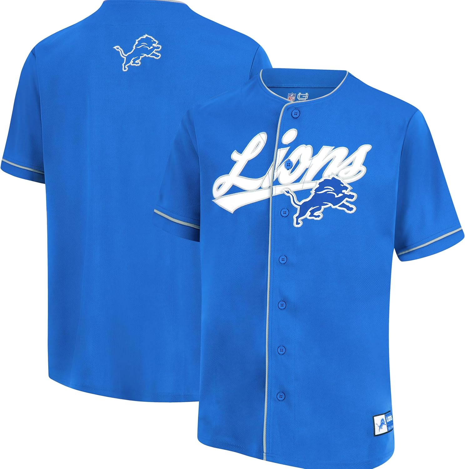 Ultra Game NFL Mens Game Day Button Down Baseball Mesh Jersey Shirt Detroit Lion...