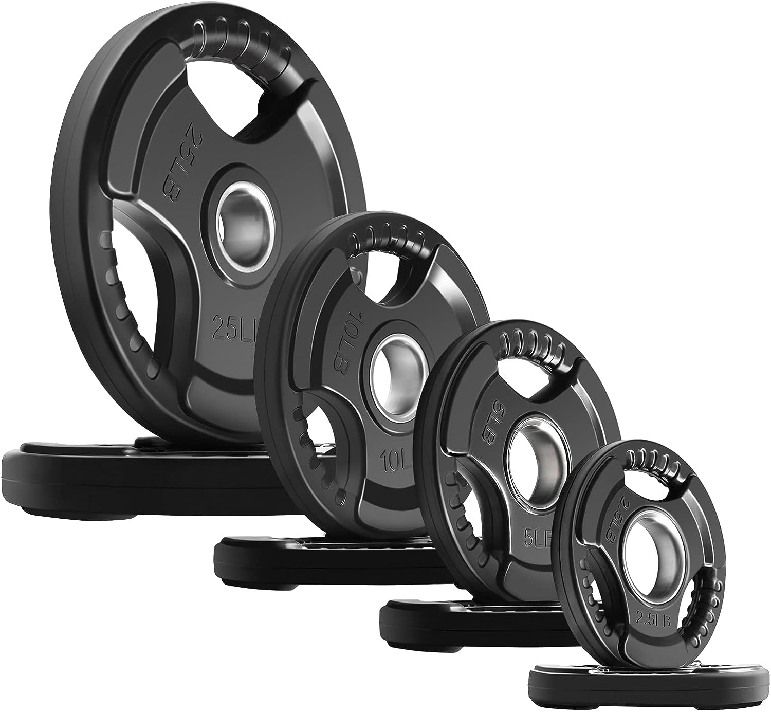 RitFit Olympic Rubber Grip Plates for Barbell, 2-Inch Weight Plates for Weightli...