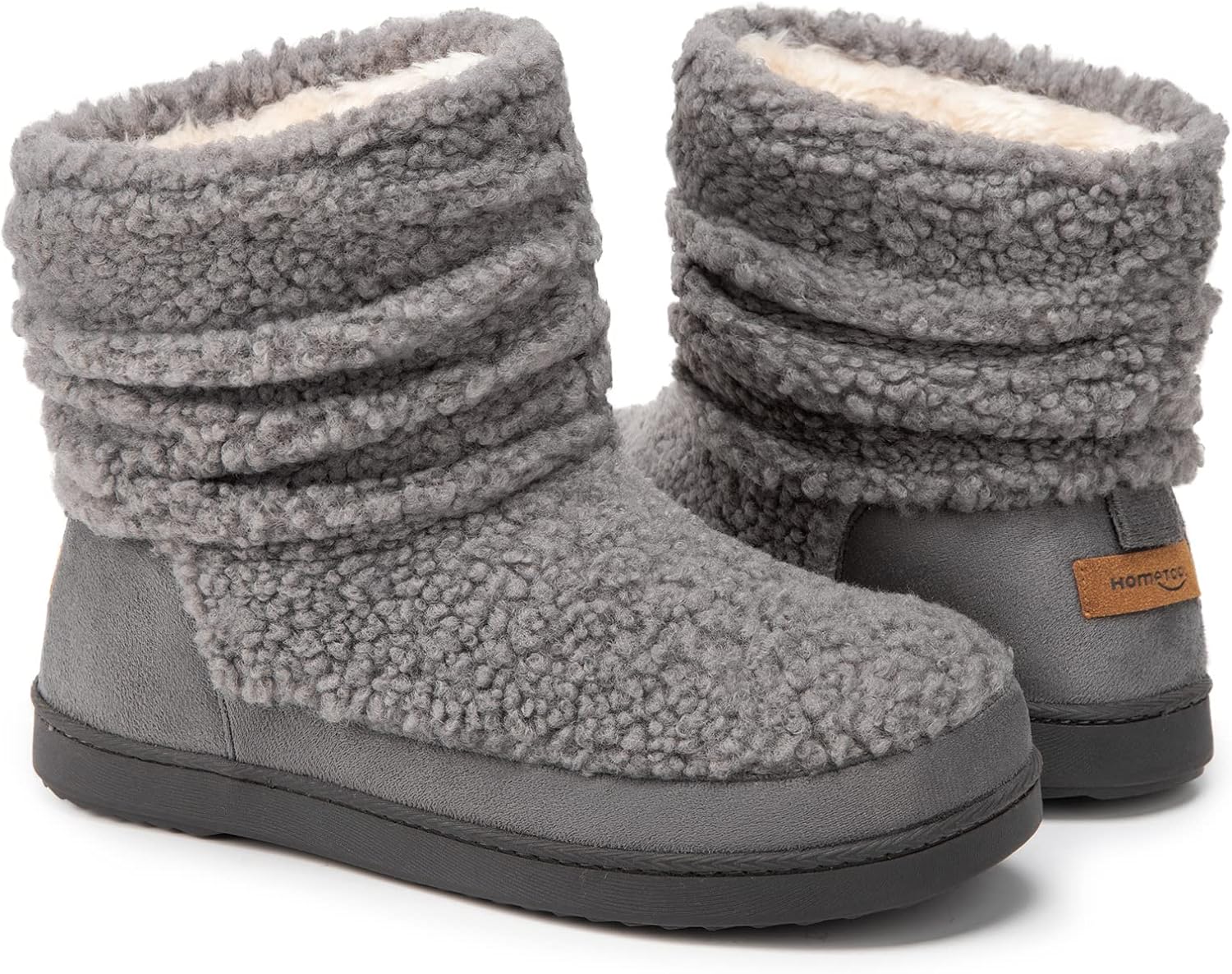 HomeTop Women's Bootie Slippers Fuzzy Warm Memory Foam Indoor House Shoes with N...