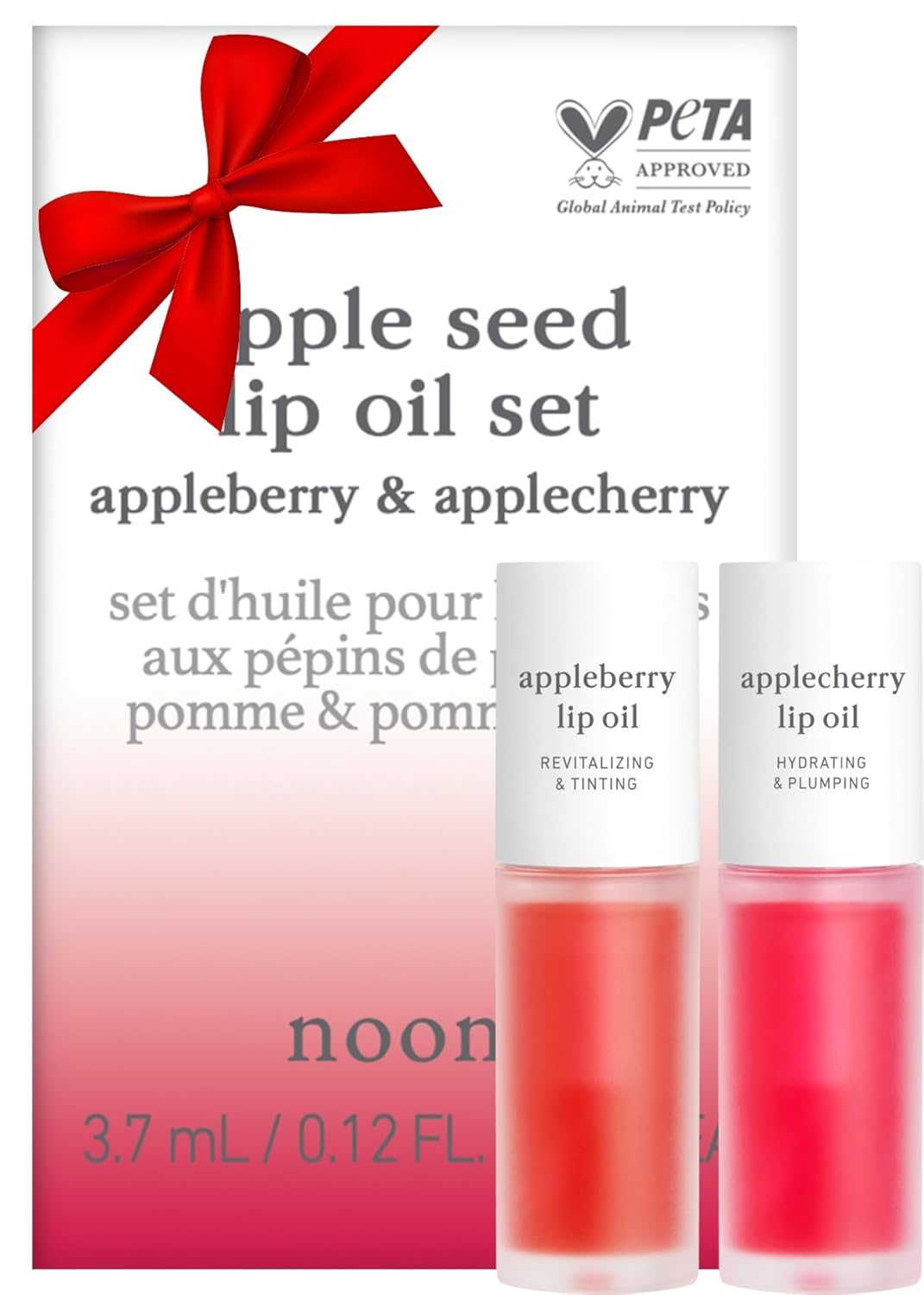 NOONI Appleseed Lip Oil Set - Appleberry & Applecherry | with Apple Seed Oil, Li...